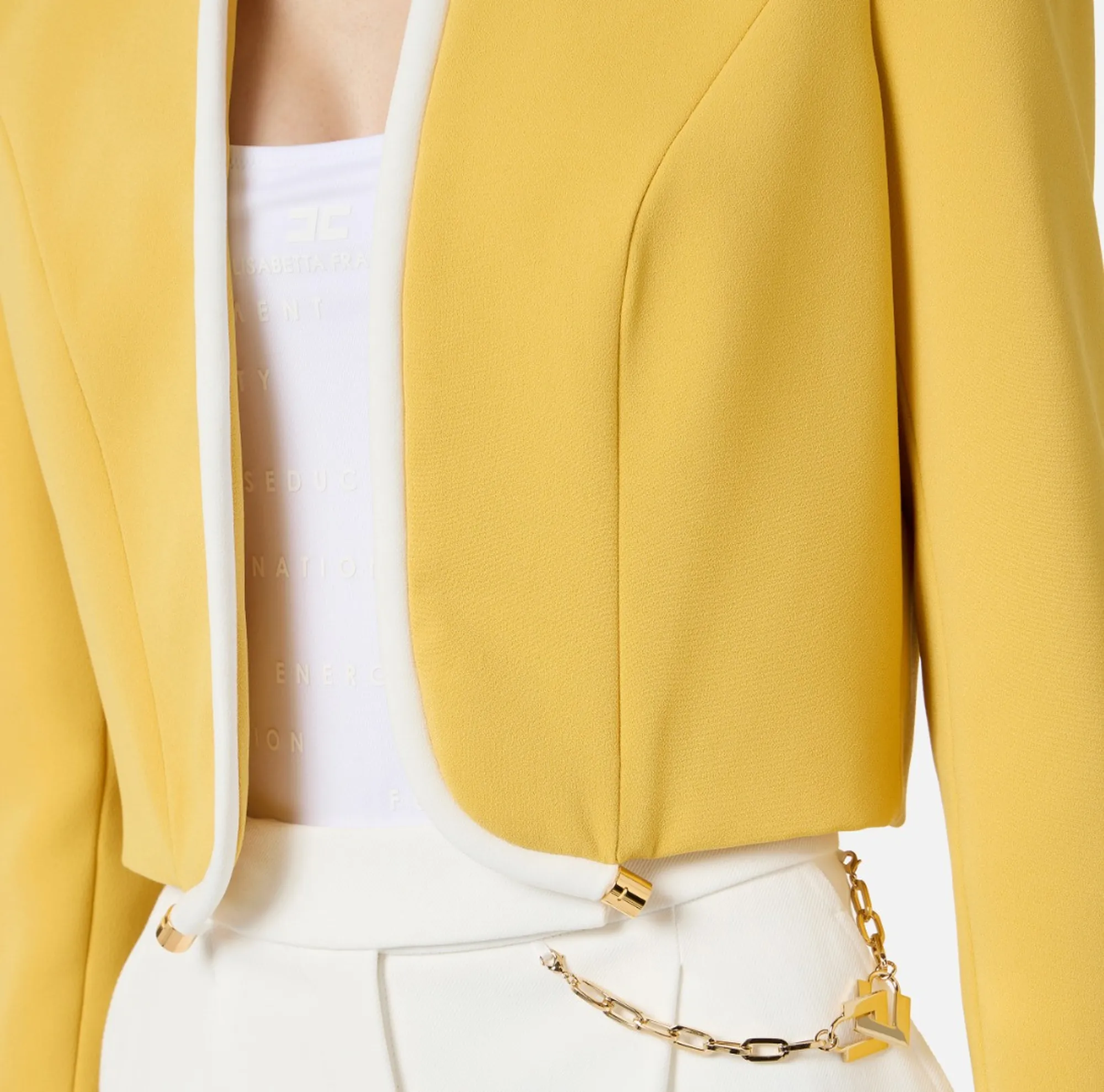 Elisabetta Franchi B'Lightweight Crepe Jacket With 3D Piping' Yellow Gi21461E2 172075