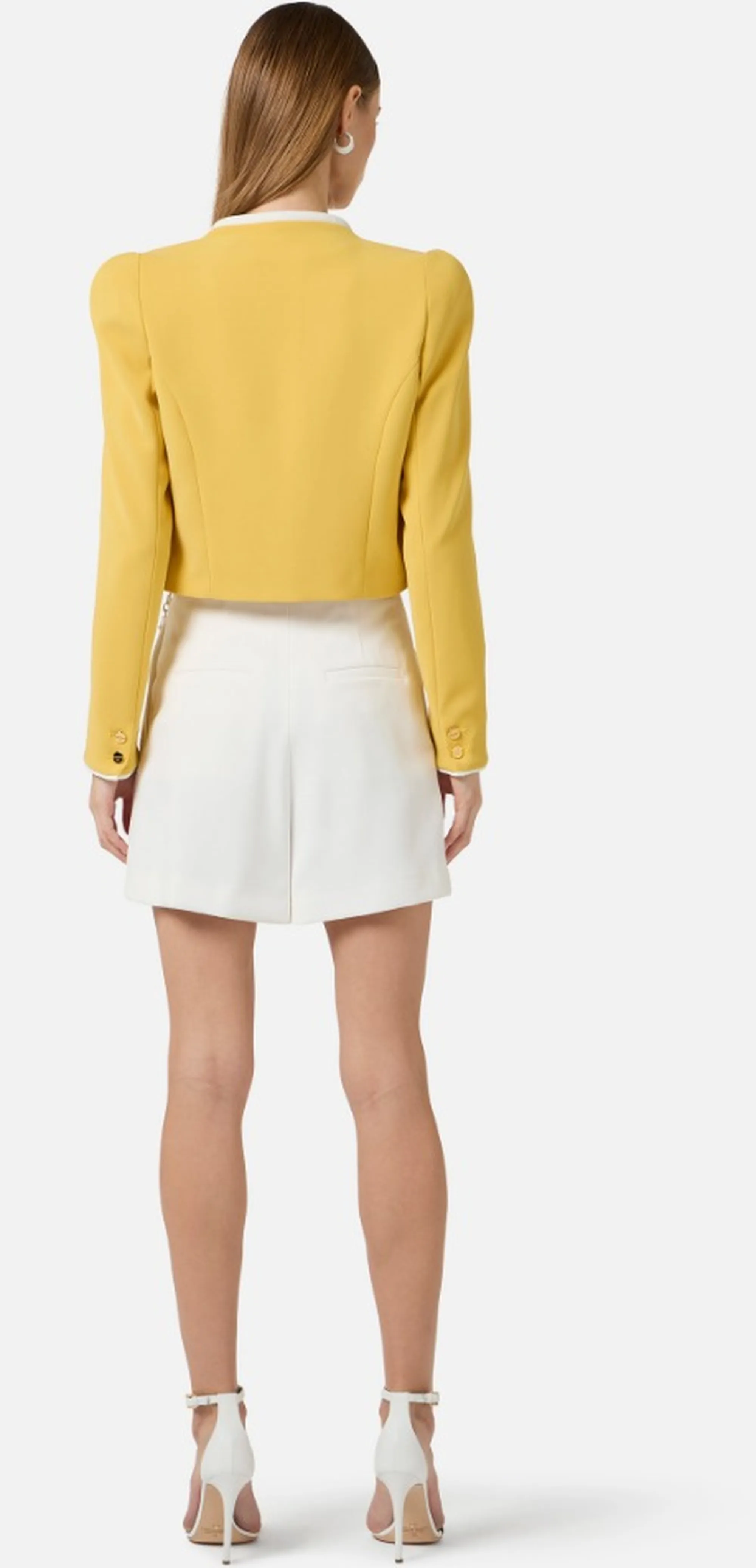 Elisabetta Franchi B'Lightweight Crepe Jacket With 3D Piping' Yellow Gi21461E2 172076