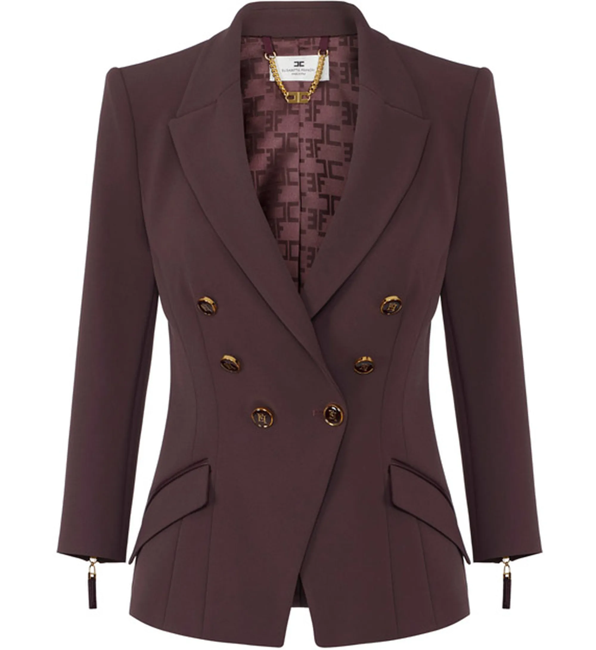 Elisabetta Franchi Giacca In Doppio Crepe Merlot Gi17456E2 153684