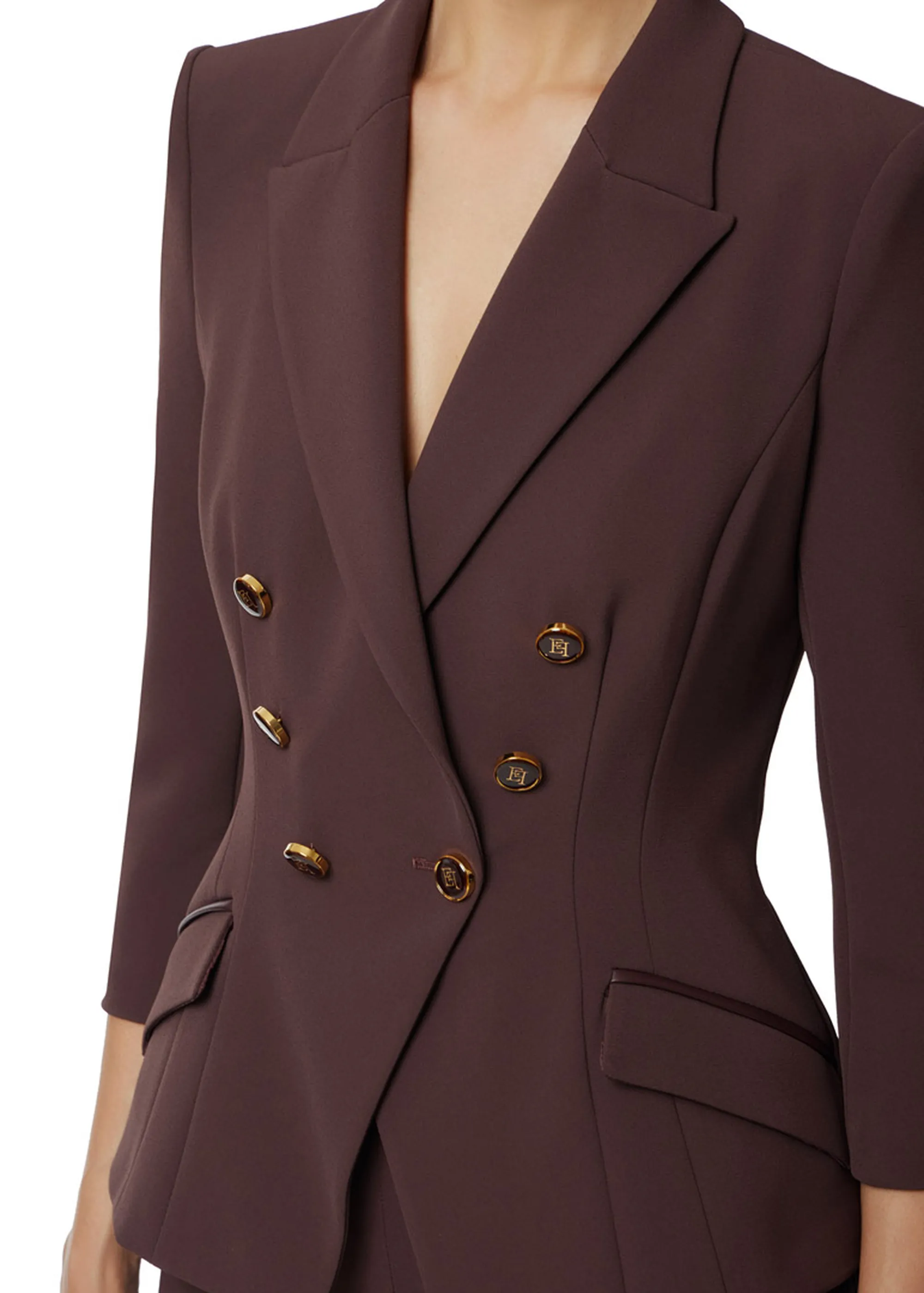 Elisabetta Franchi Giacca In Doppio Crepe Merlot Gi17456E2 153688