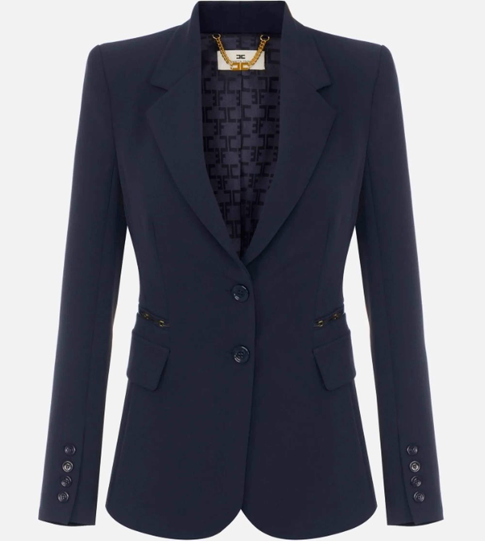 Elisabetta Franchi Giacca In Doppio Crepe Stretch Blu Gi27466E2 184474