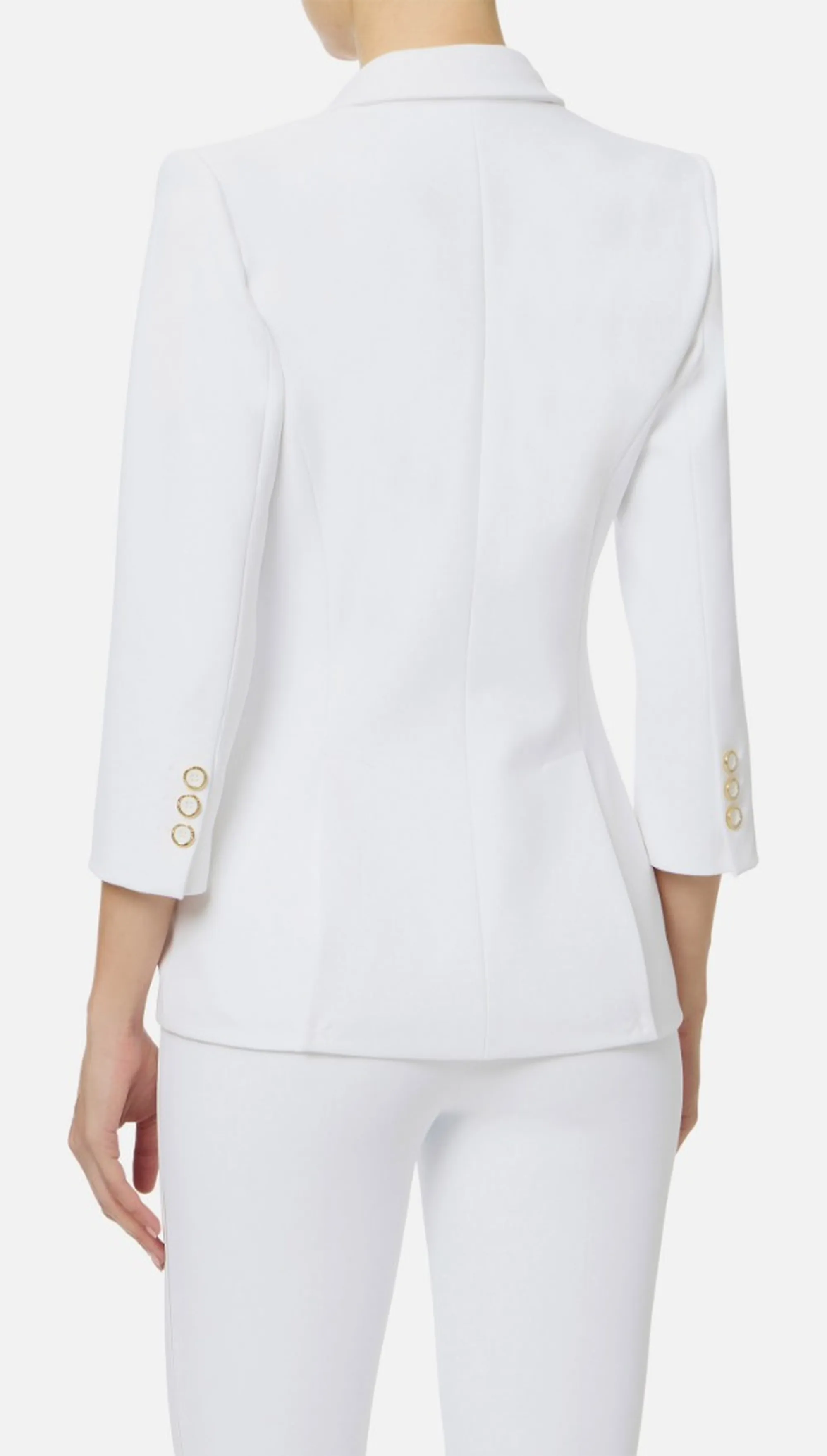 Elisabetta Franchi Giacca In Doppio Crepe Stretch Con Dettagli Logo Avorio Gi21561E2 171632