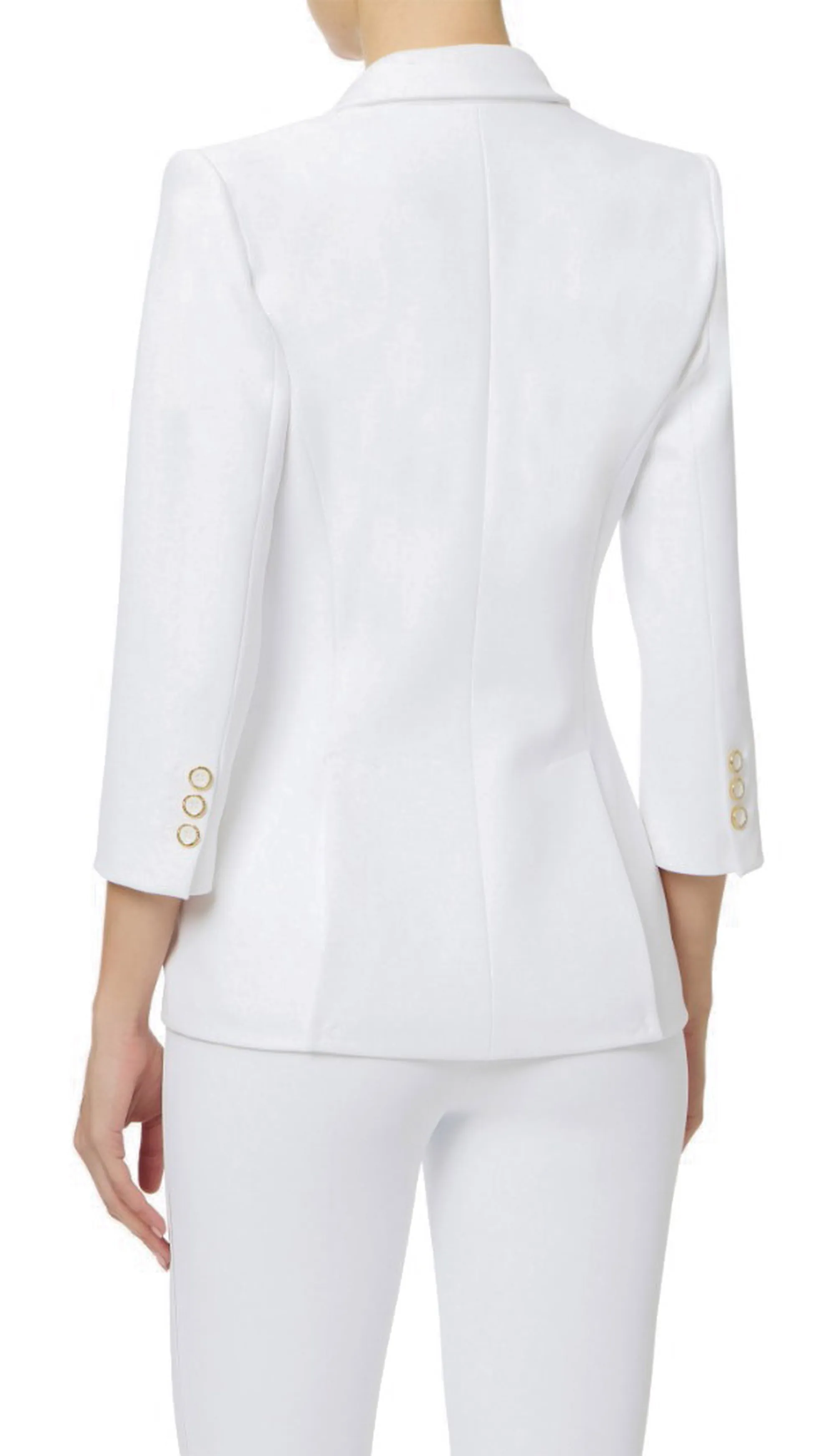 Elisabetta Franchi Giacca In Doppio Crepe Stretch Con Dettagli Logo Avorio Gi21561E2 178203