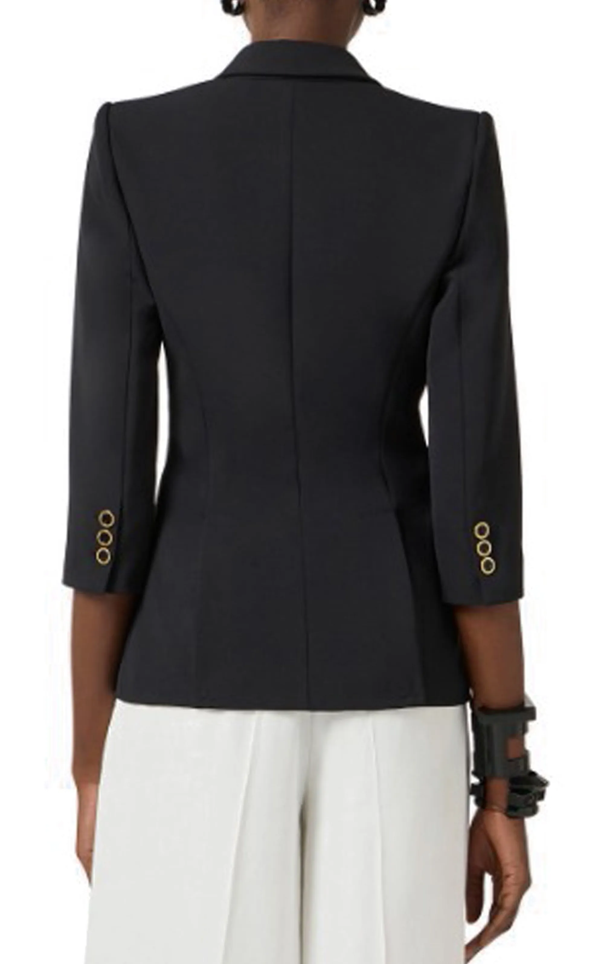 Elisabetta Franchi Giacca In Doppio Crepe Stretch Con Dettagli Logo Nero Gi21561E2 178206