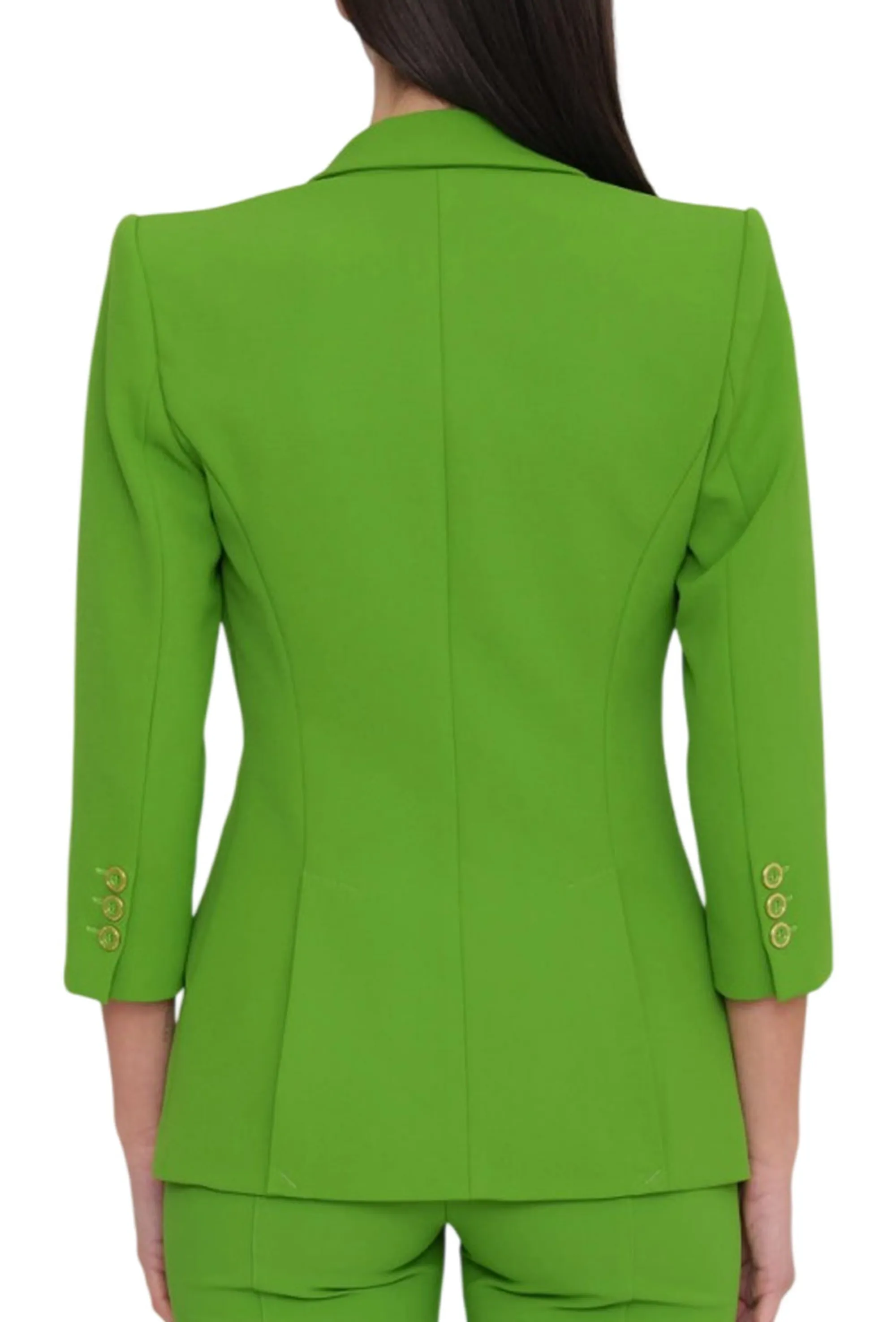 Elisabetta Franchi Giacca In Doppio Crepe Stretch Con Dettagli Logo Verde Gi21561E2 178210