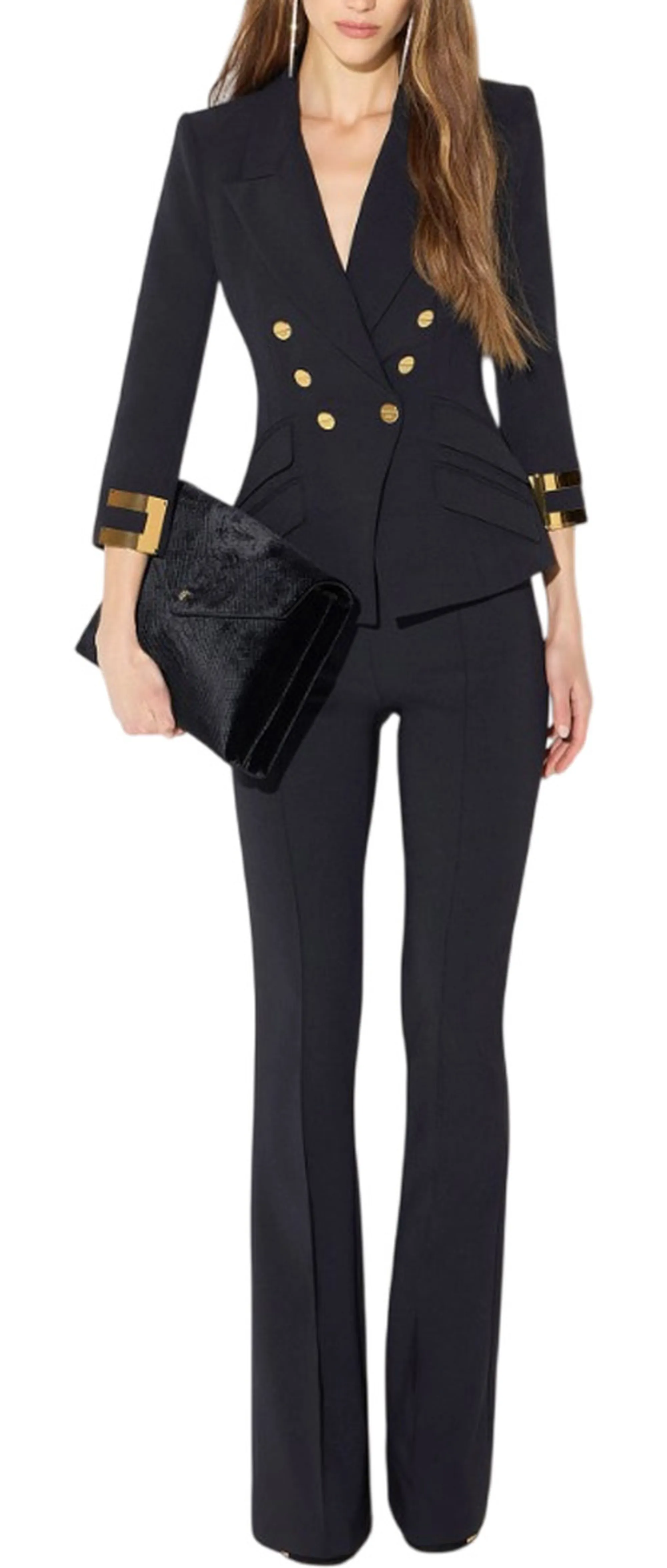 Elisabetta Franchi B'Double Stretch Crepe Jacket With Jewel Logo' Black Gi26866E2 185150