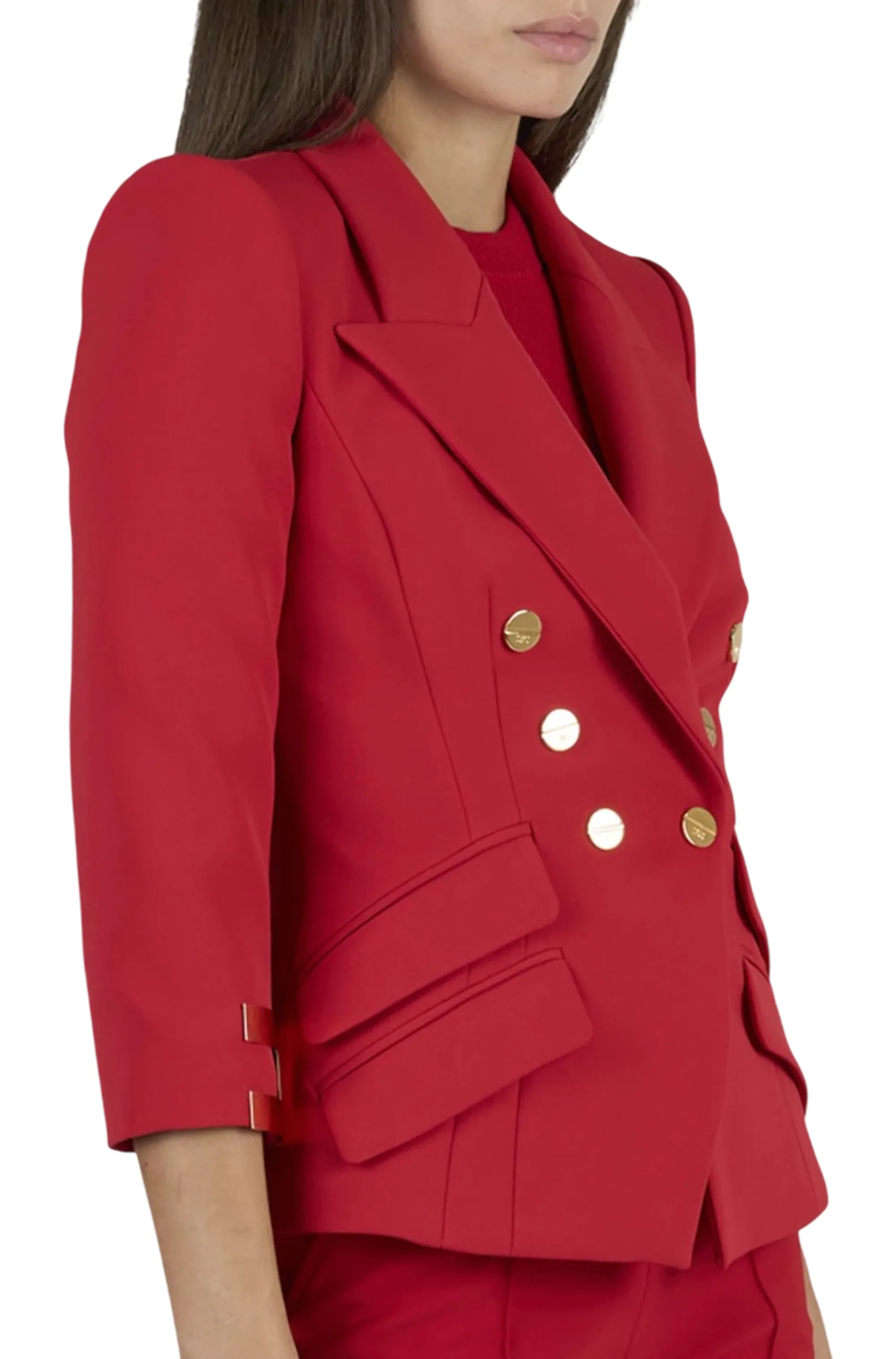 Elisabetta Franchi B'Double Stretch Crepe Jacket With Jewel Logo' Red Gi26866E2 194055