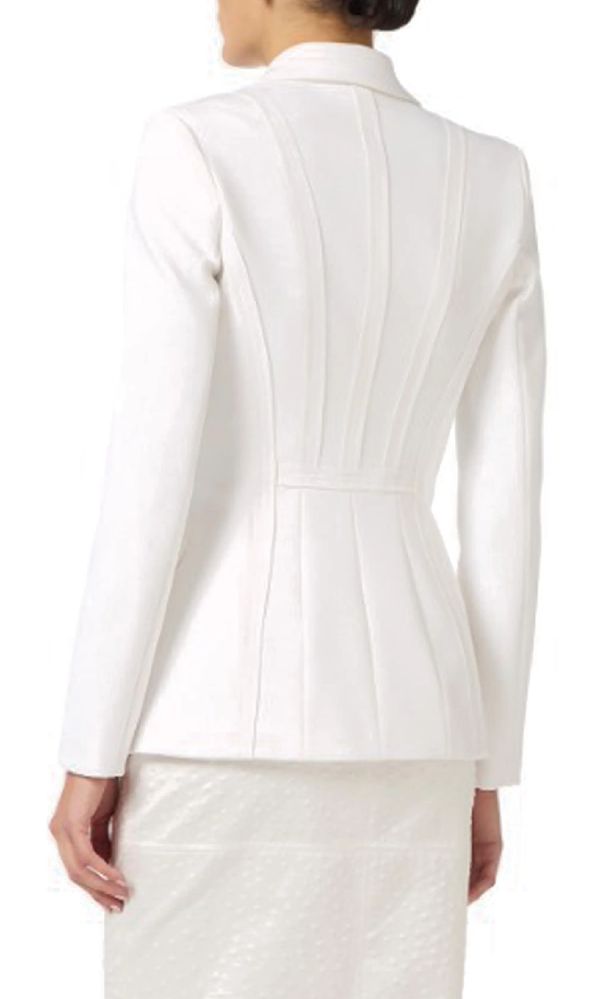 Elisabetta Franchi B'Double Stretch Crepe Jacket With Raw-Cut Patterns' Ivory Gi21661E2 178191