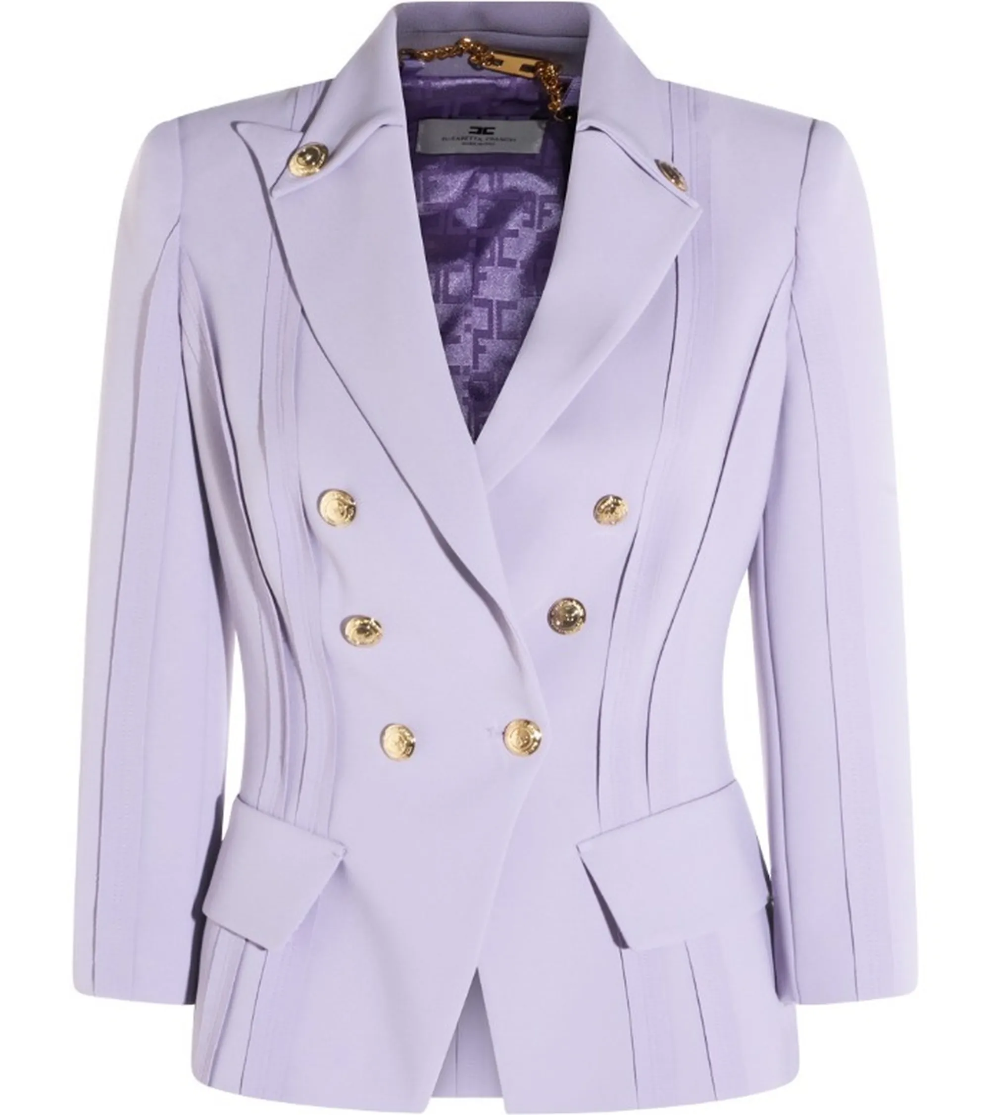 Elisabetta Franchi B'Double Stretch Crepe Jacket With Raw-Cut Patterns' Small Gi21861E2 172391