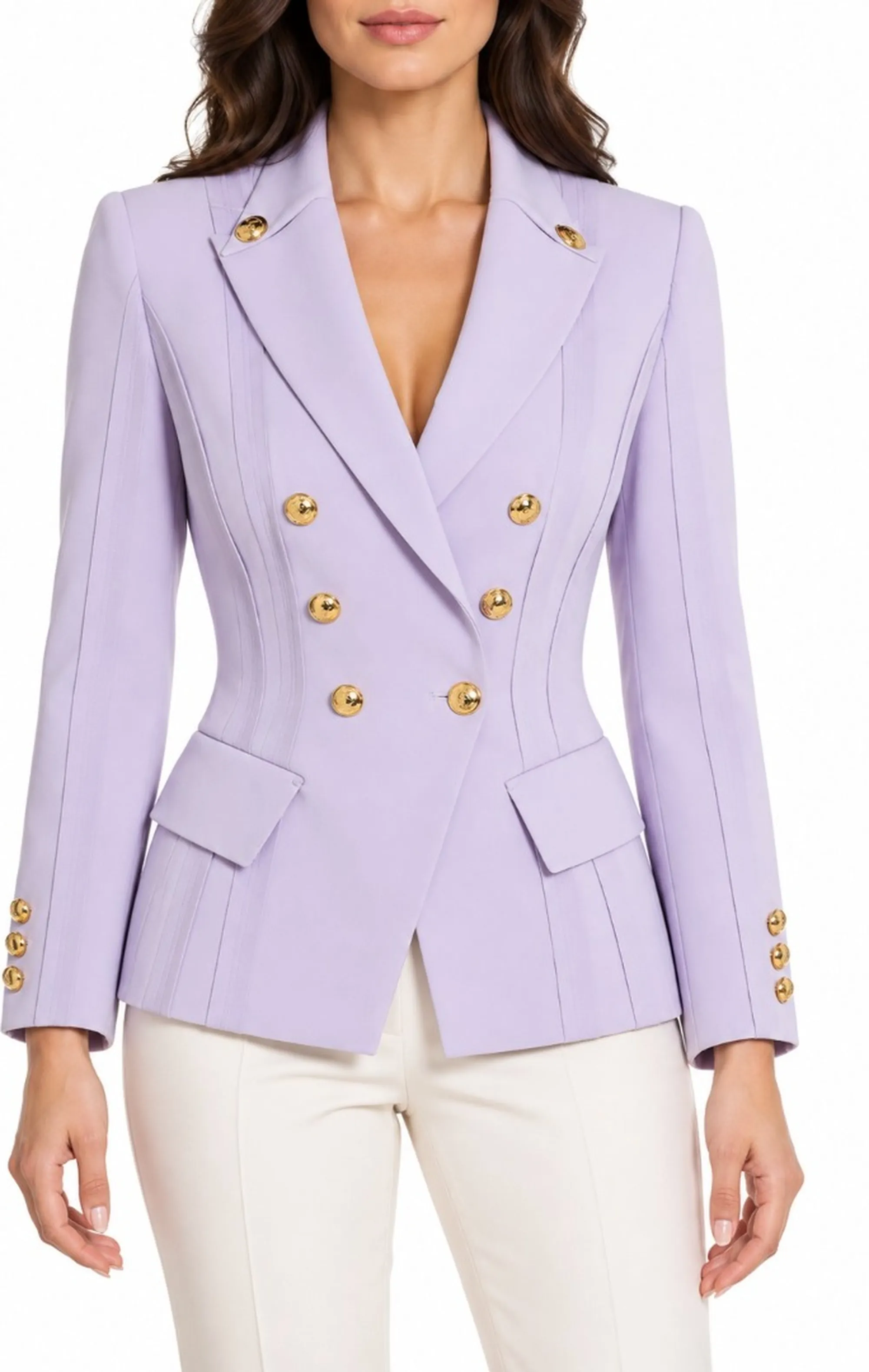 Elisabetta Franchi Giacca In Doppio Crepe Stretch Con Motivi A Taglio Vivo Lilla Gi21861E2 199998