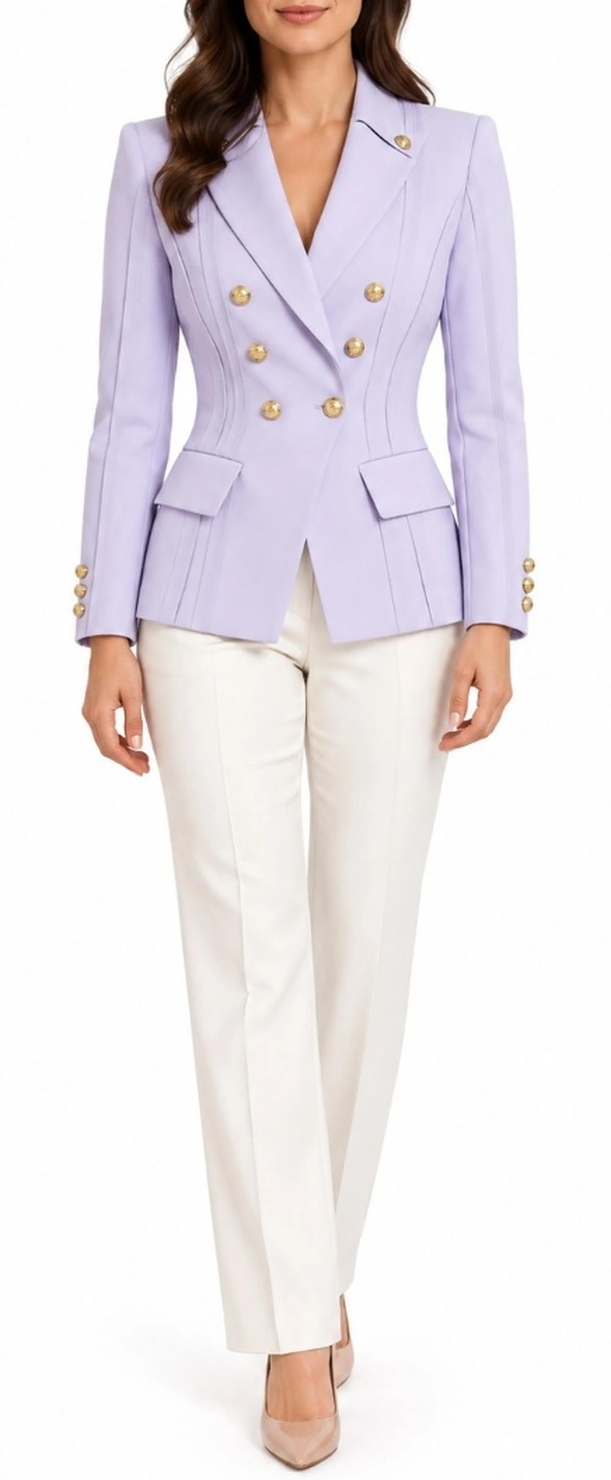 Elisabetta Franchi Giacca In Doppio Crepe Stretch Con Motivi A Taglio Vivo Lilla Gi21861E2 200000