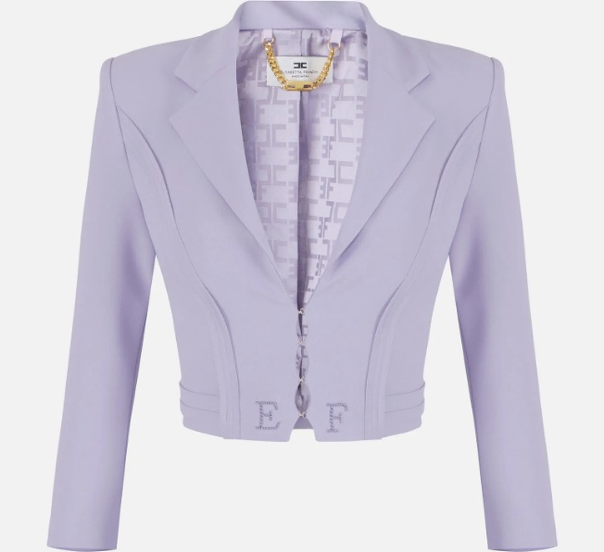 Elisabetta Franchi B'Double Stretch Crepe Jacket With Raw-Cut Patterns' Small Gi22261E2 172392