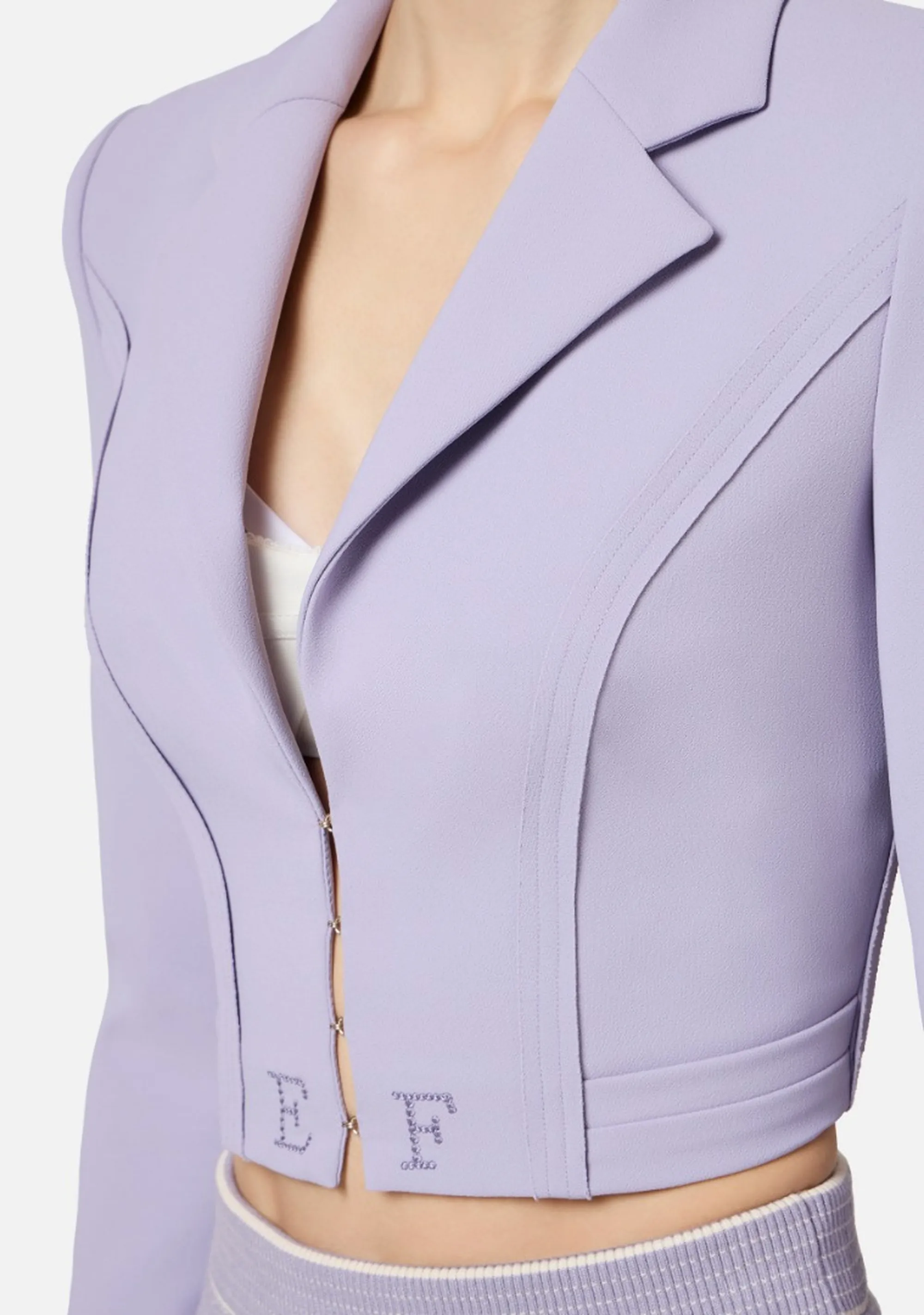 Elisabetta Franchi B'Double Stretch Crepe Jacket With Raw-Cut Patterns' Small Gi22261E2 172395