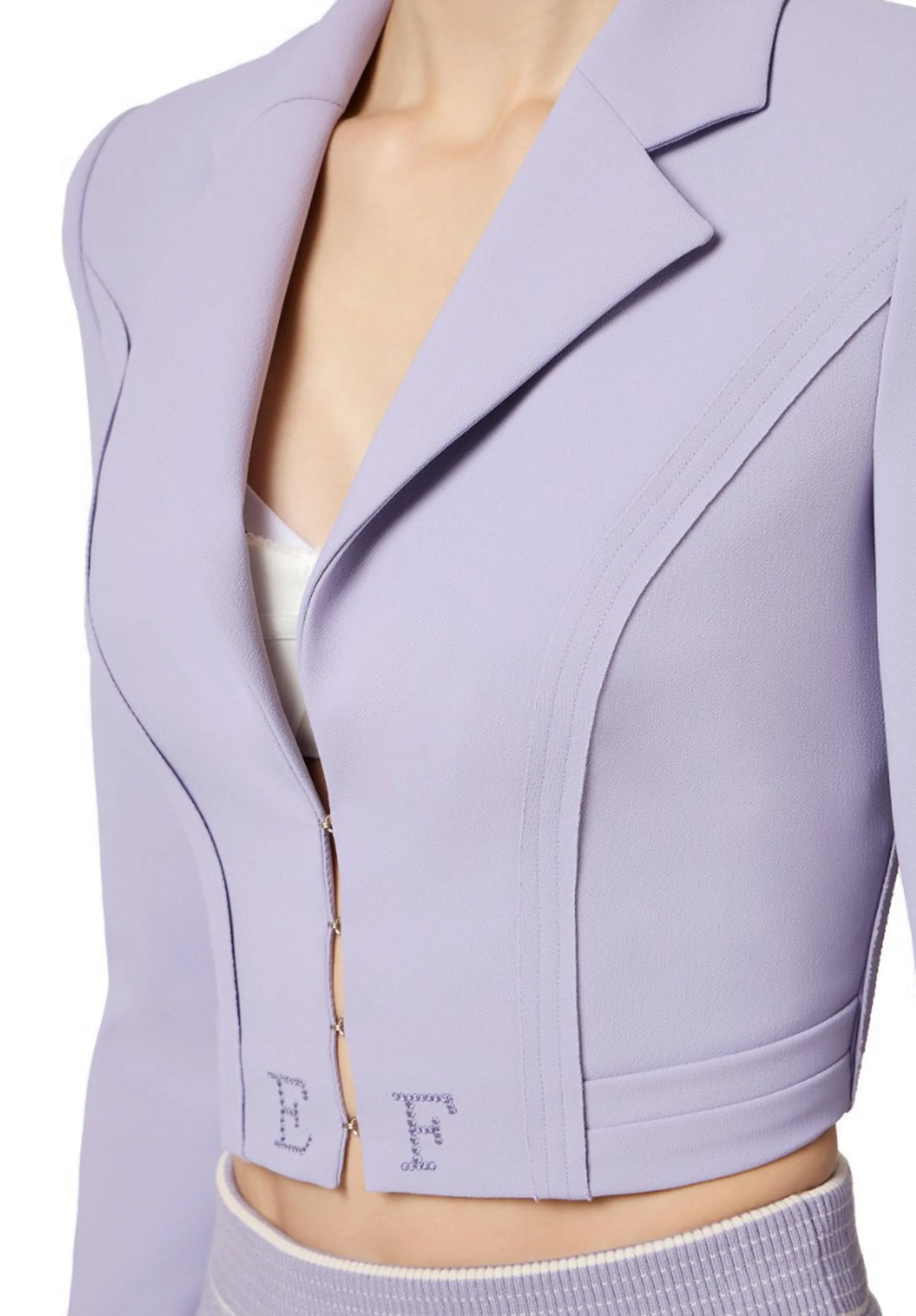 Elisabetta Franchi B'Double Stretch Crepe Jacket With Raw-Cut Patterns' Small Gi22261E2 178179