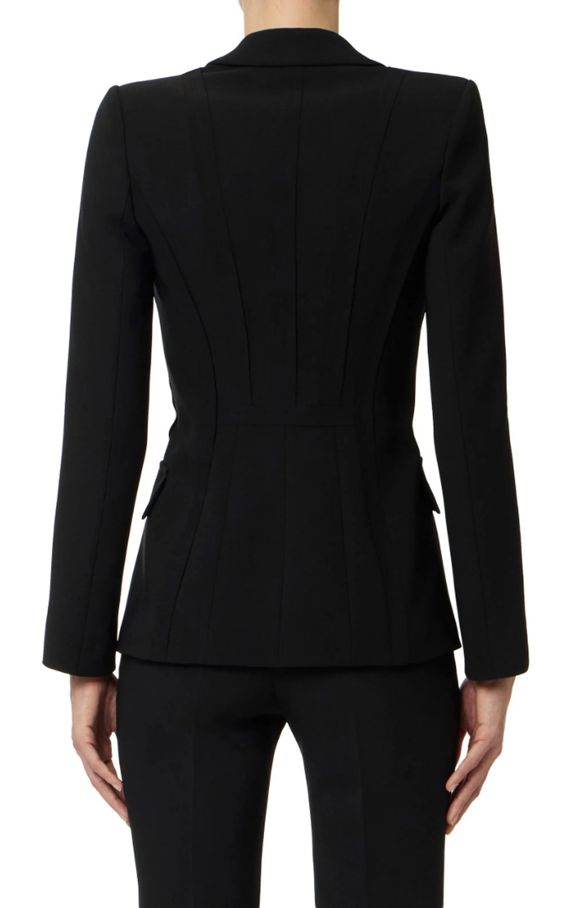Elisabetta Franchi B'Double Stretch Crepe Jacket With Raw-Cut Patterns' Black Gi21661E2 172376