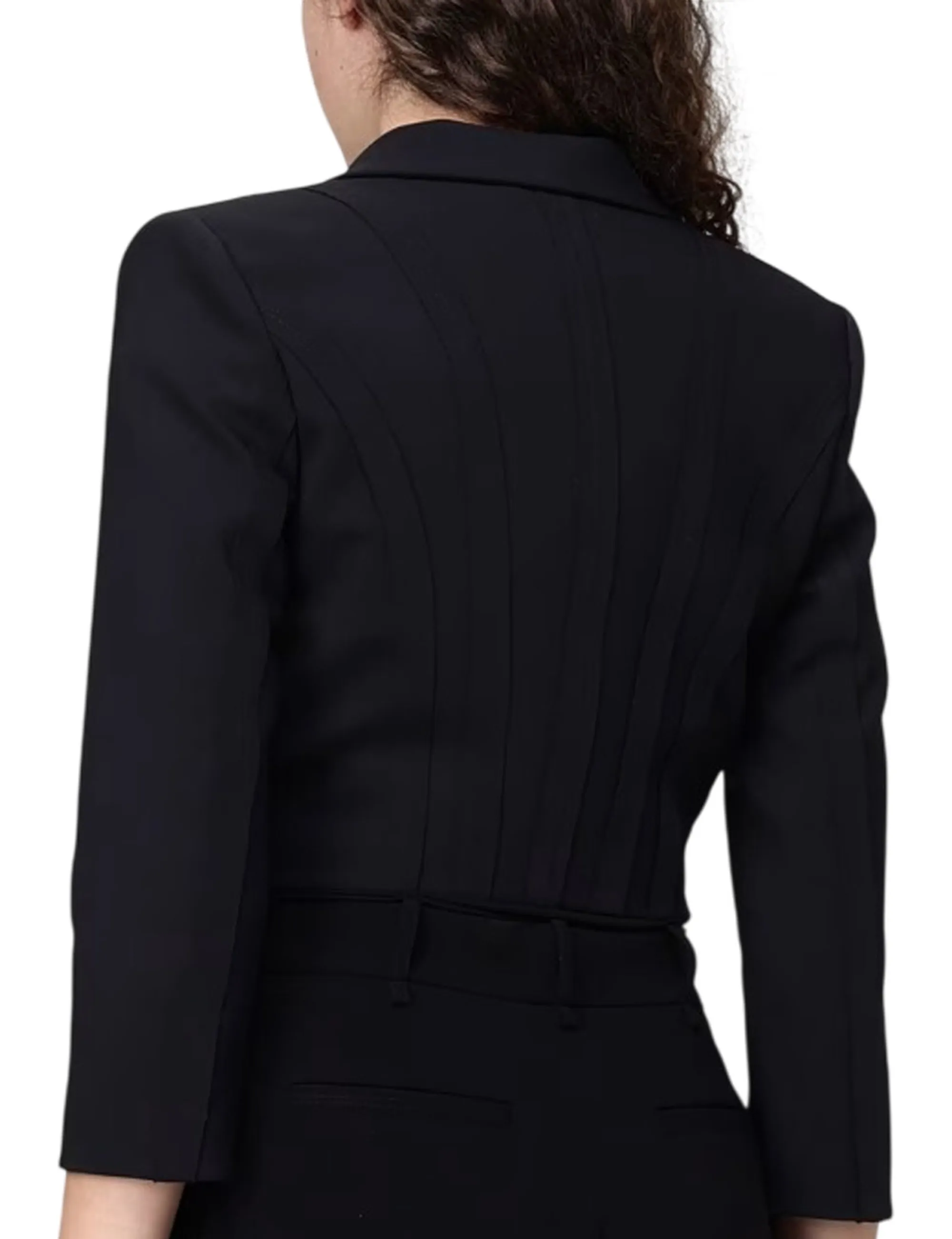 Elisabetta Franchi B'Double Stretch Crepe Jacket With Raw-Cut Patterns' Black Gi22261E2 178174