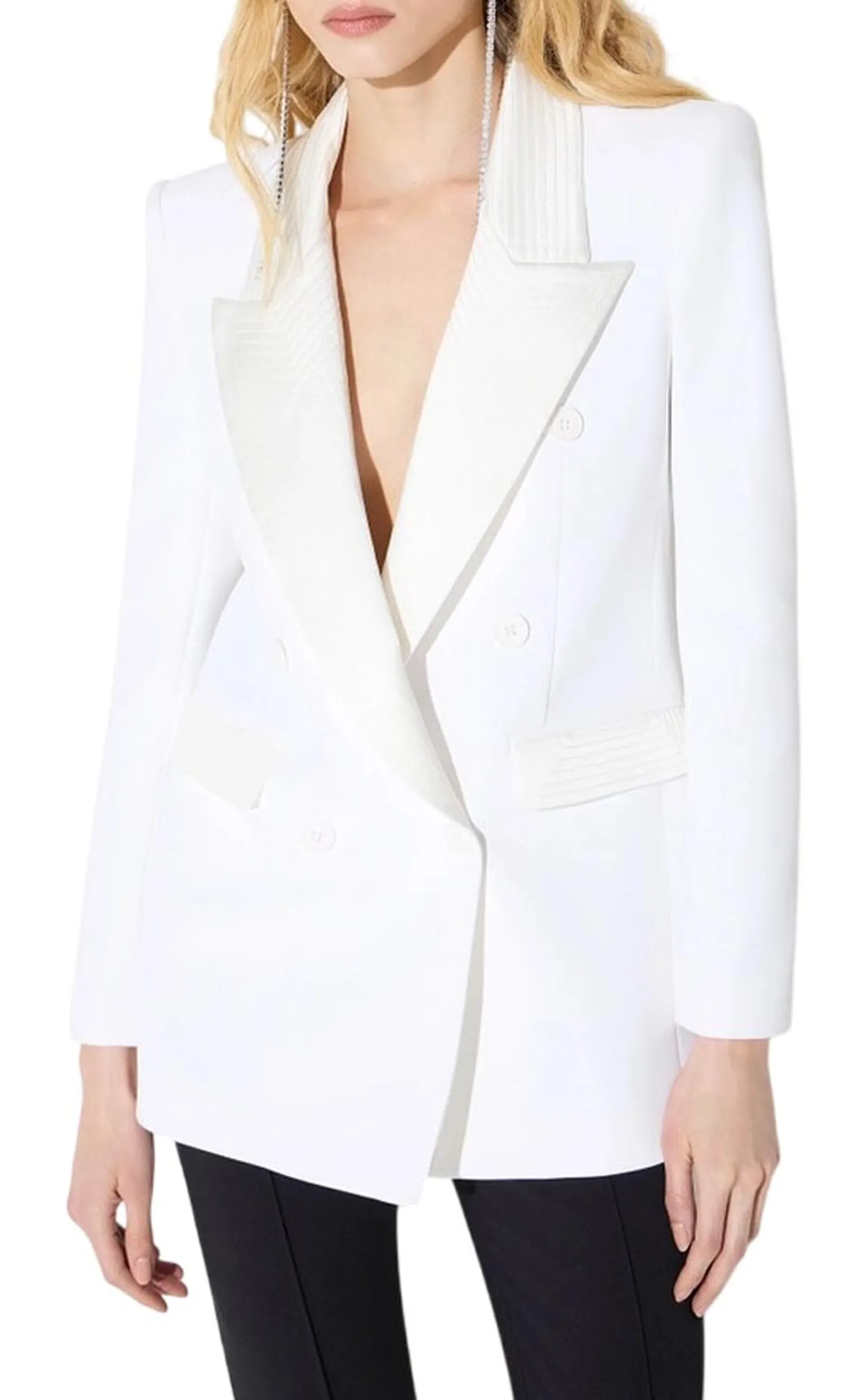 Elisabetta Franchi Giacca In Tessuto Crepe E Raso Doppio Strato Avorio Gi26366E2 196905