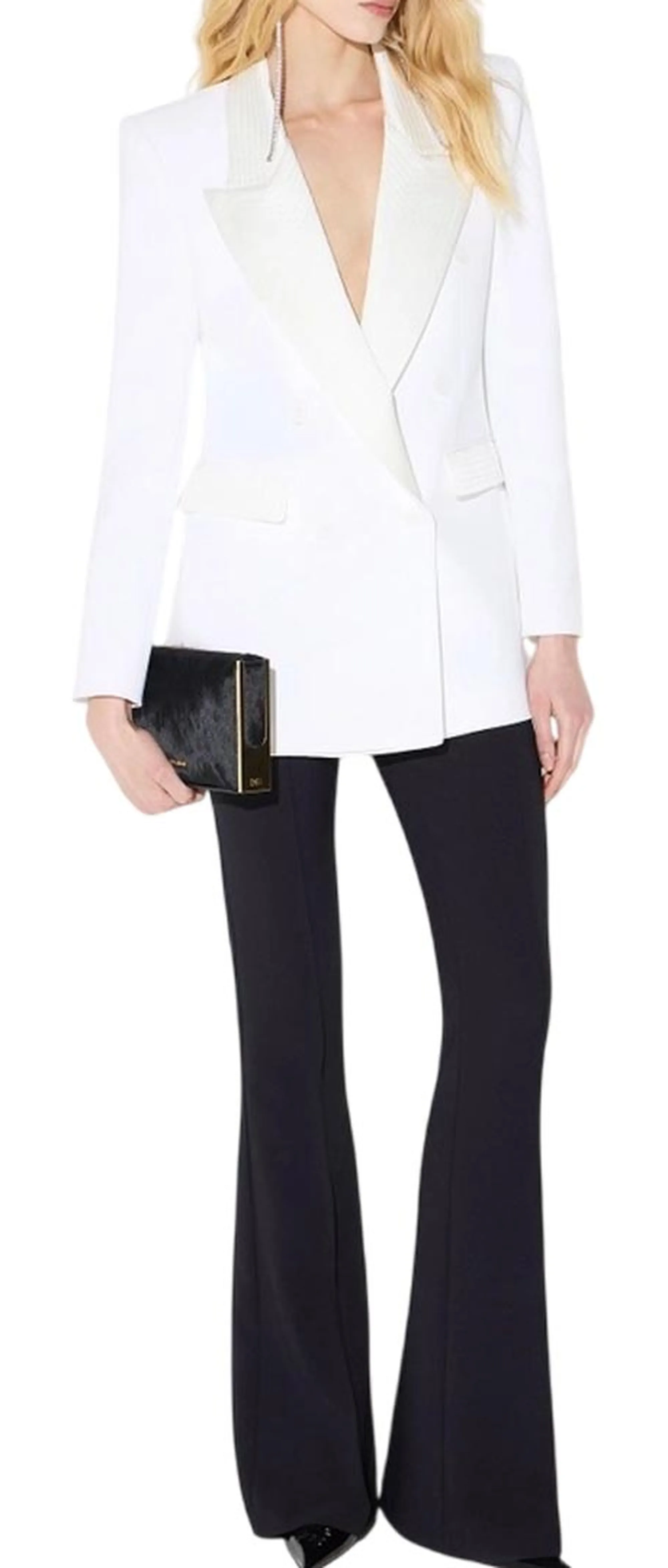 Elisabetta Franchi Giacca In Tessuto Crepe E Raso Doppio Strato Avorio Gi26366E2 196907