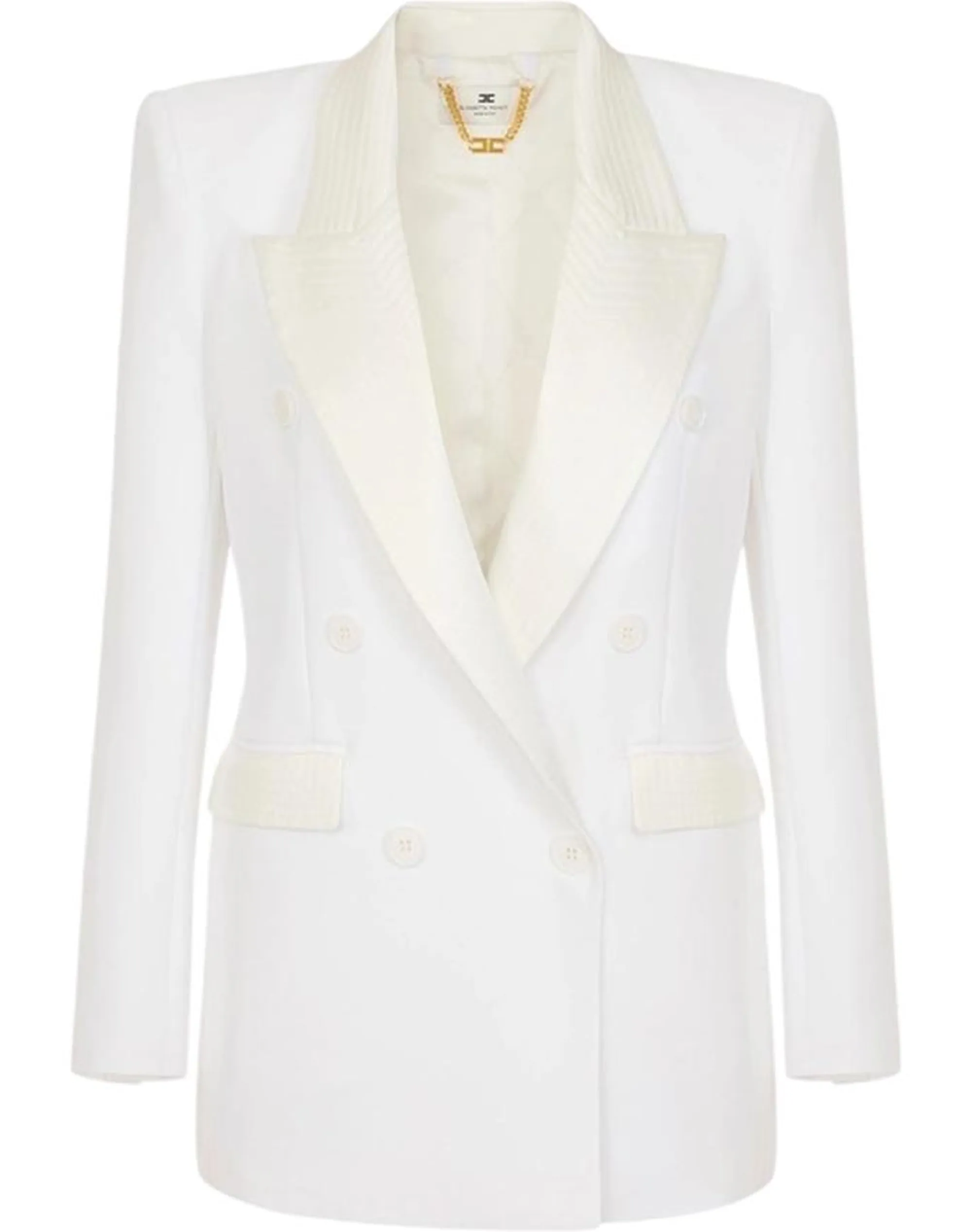 Elisabetta Franchi Giacca In Tessuto Crepe E Raso Doppio Strato Avorio Gi26366E2 196908