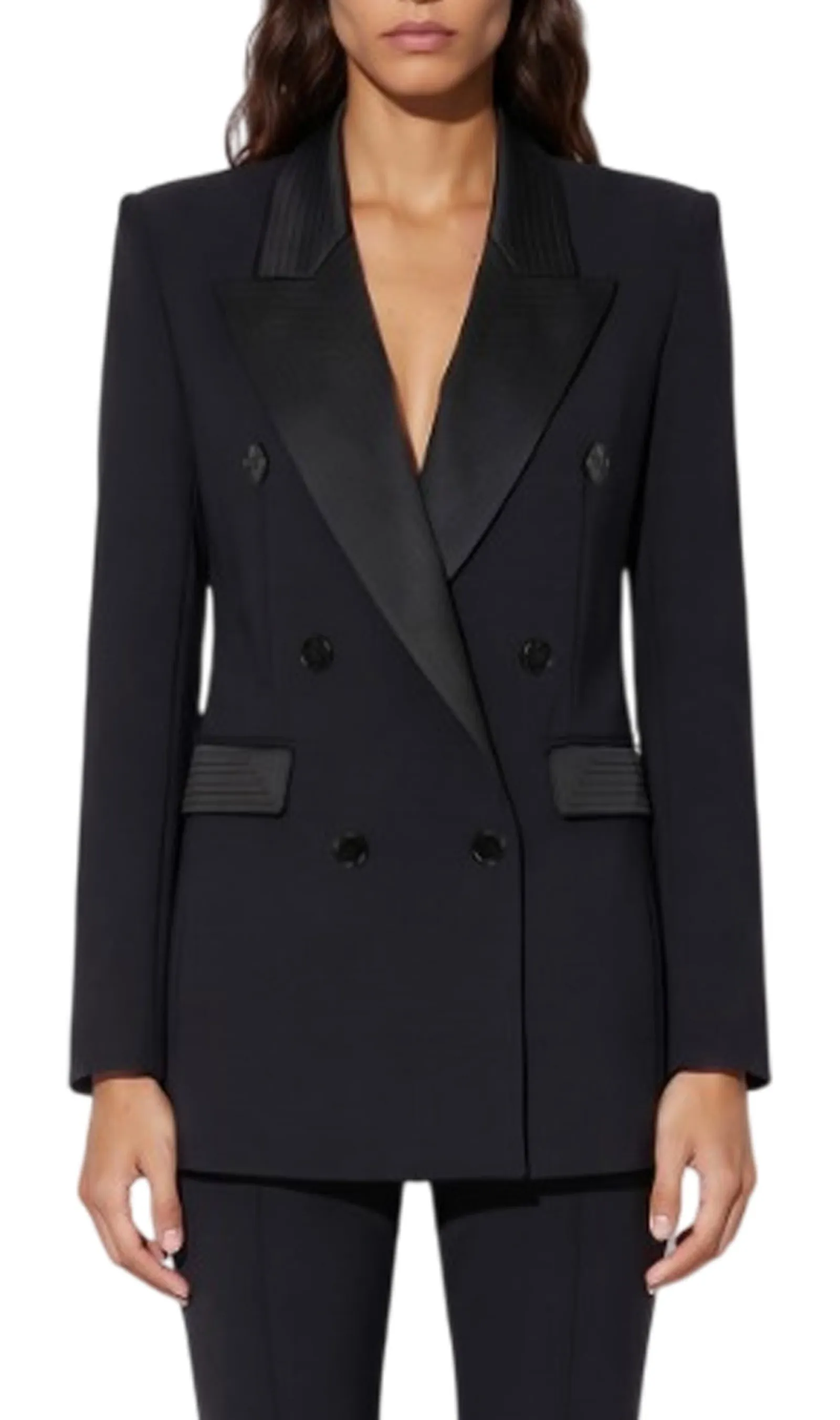 Elisabetta Franchi Giacca In Tessuto Crepe E Raso Doppio Strato Nero Gi26366E2 200810