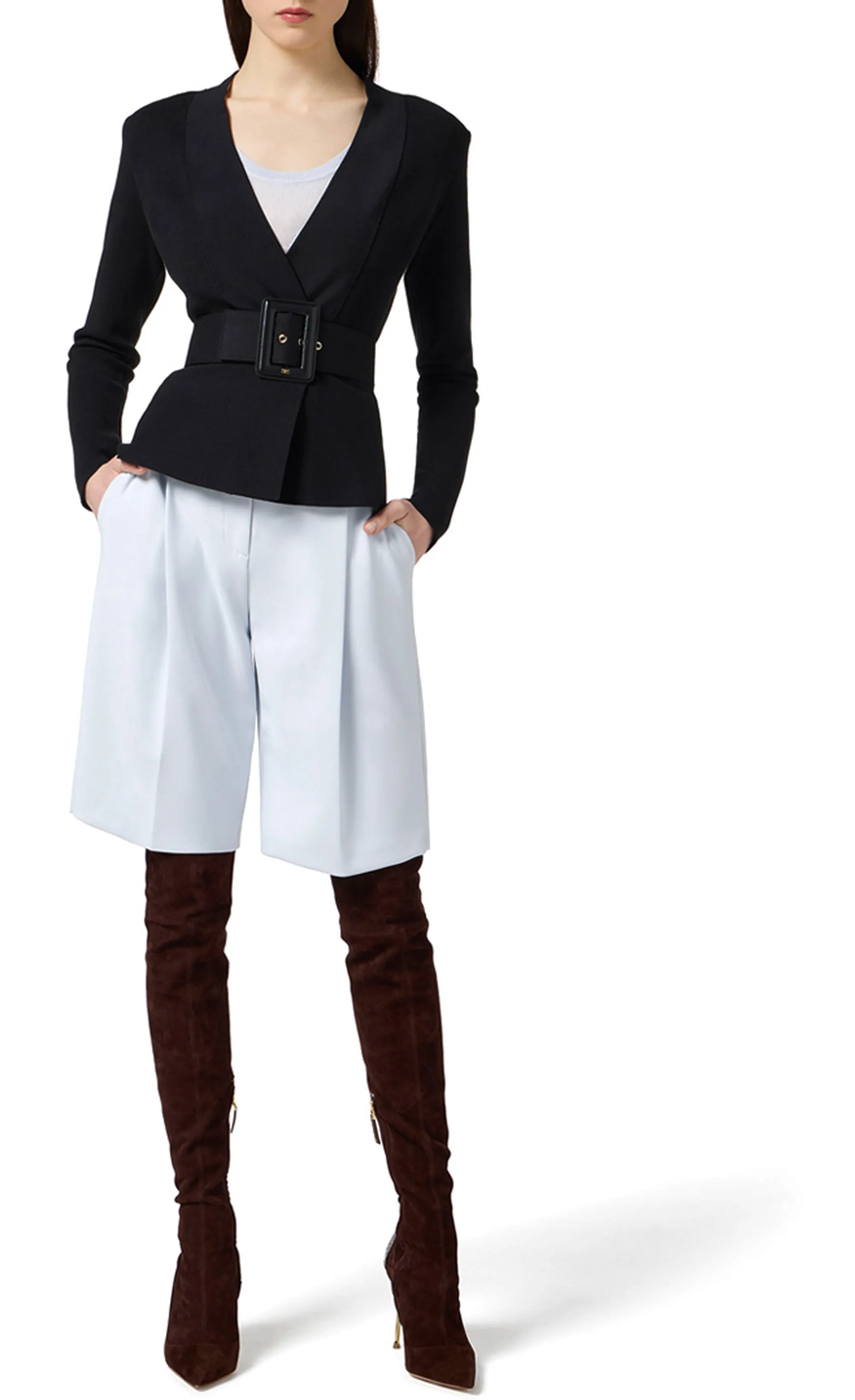 Elisabetta Franchi B'Knitted Jacket With Belt' Black Mk48S57E2 159940