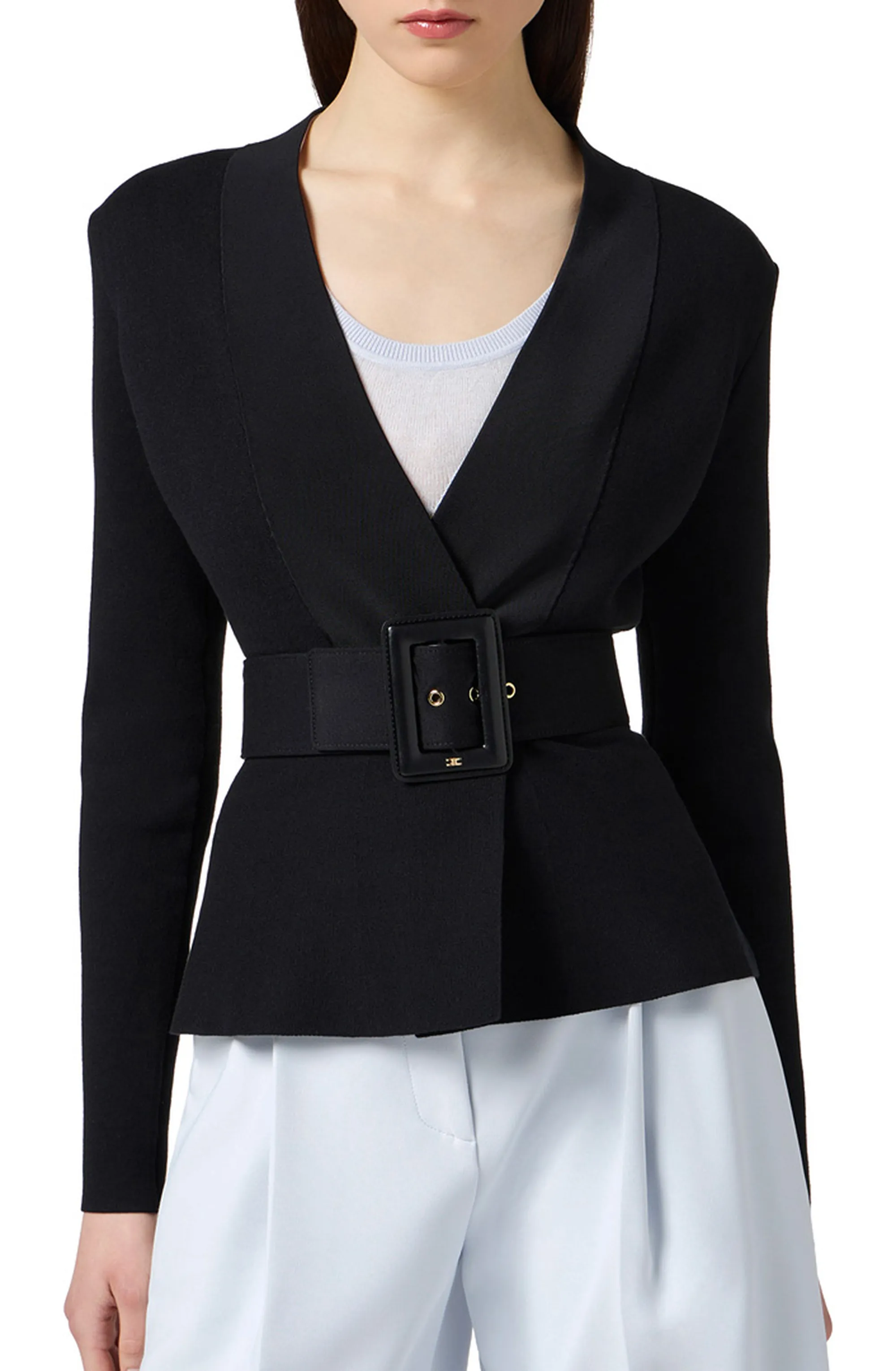 Elisabetta Franchi B'Knitted Jacket With Belt' Black Mk48S57E2 159942