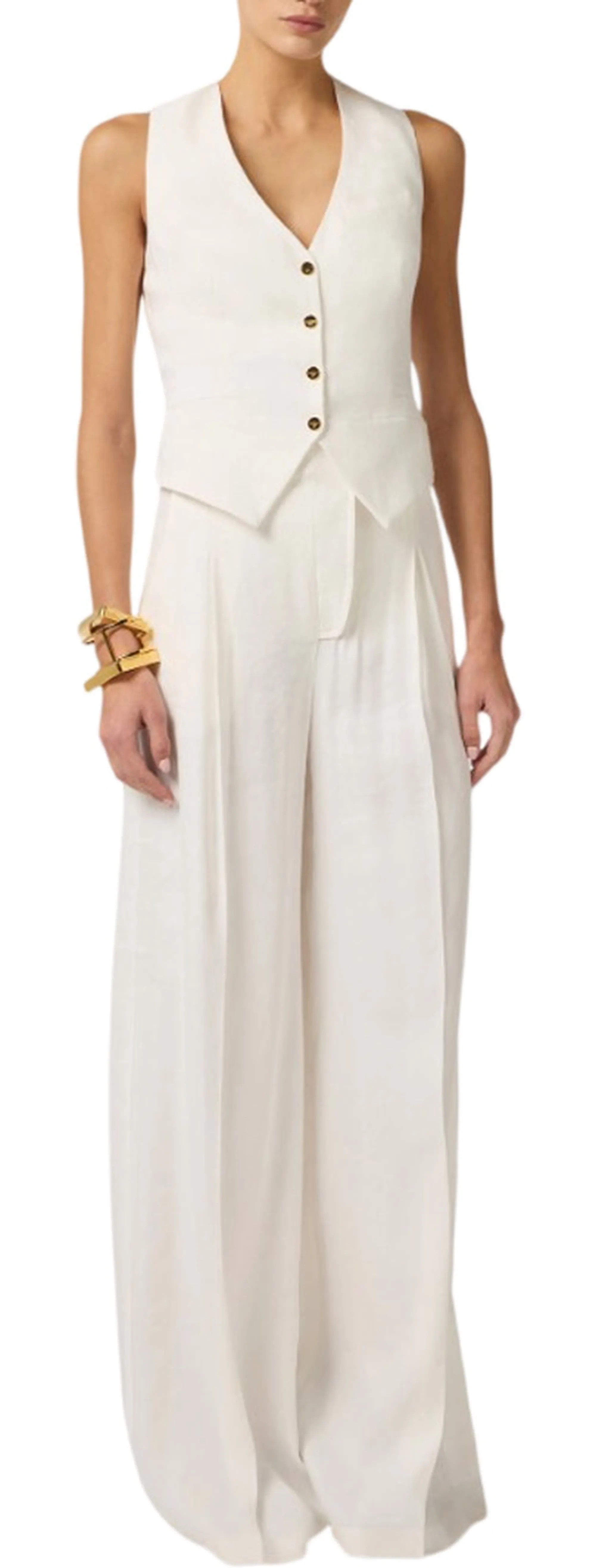 Elisabetta Franchi B'Linen And Crepe Blend Vest' Ivory Gl00862E2 180751