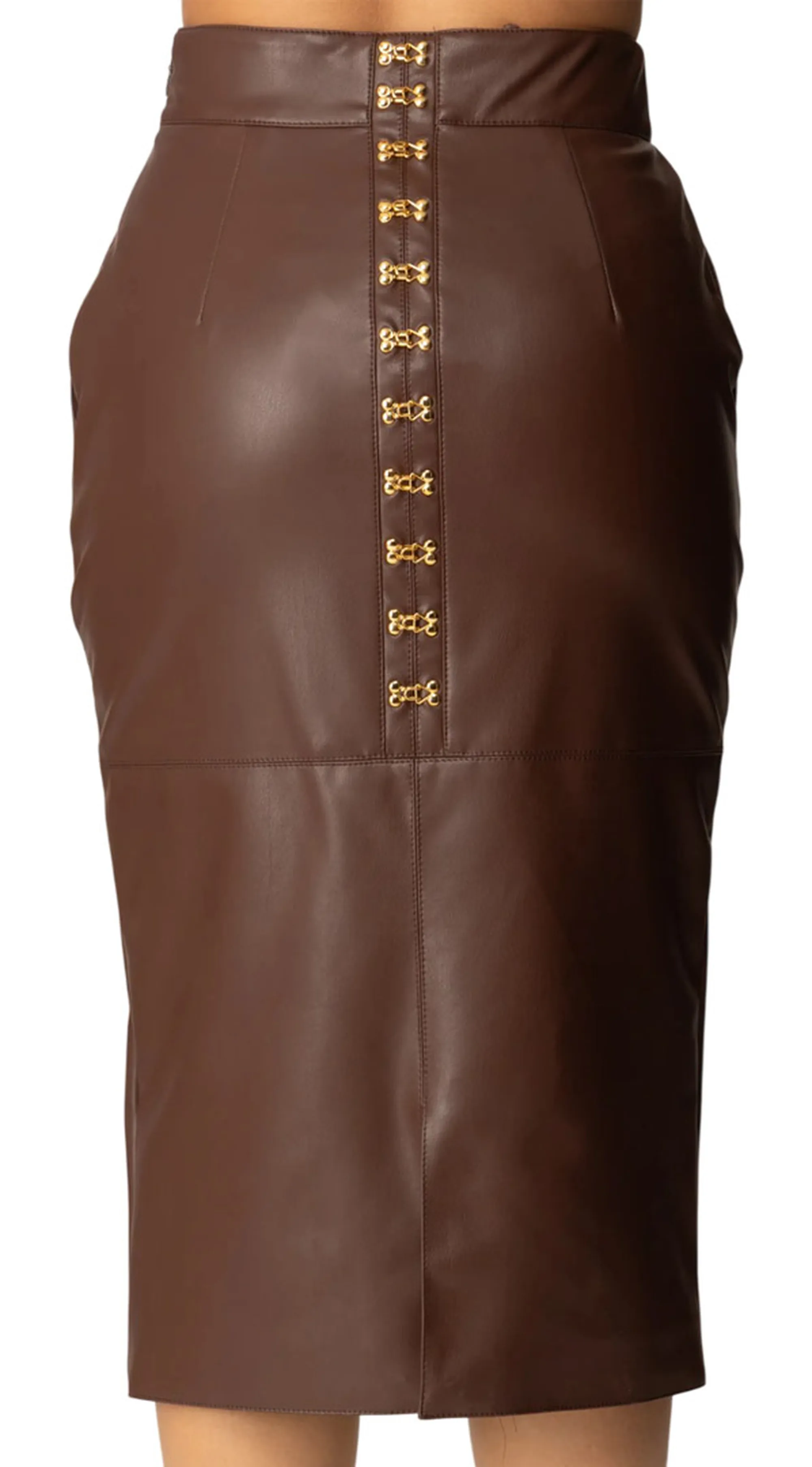 Elisabetta Franchi Gonna A Tubino Con Ganci Gioiello Caffe Go14557E2 157575