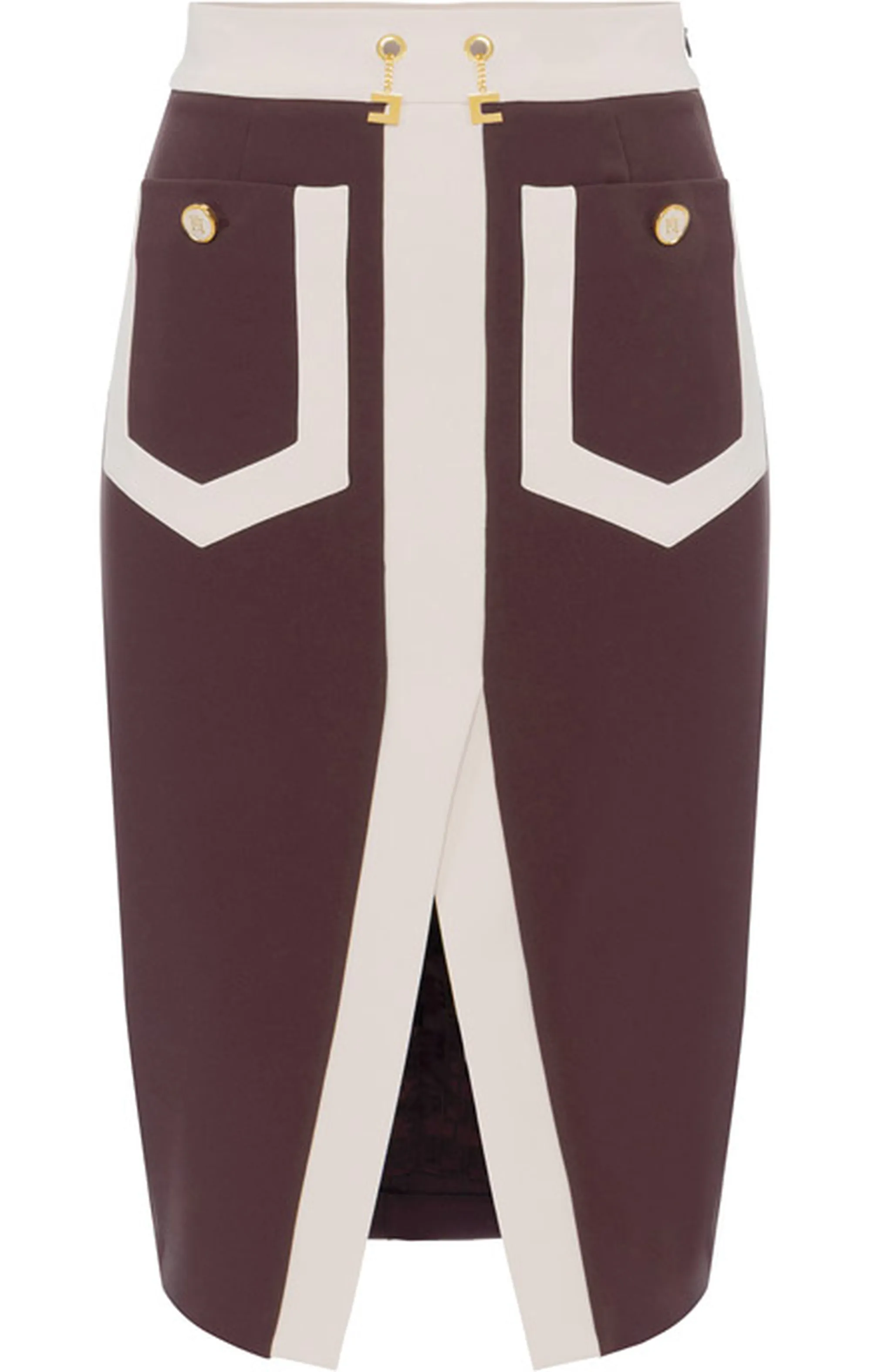 Elisabetta Franchi Gonna Color Block In Doppio Crepe Stretch Merlot Got0156E2 153648