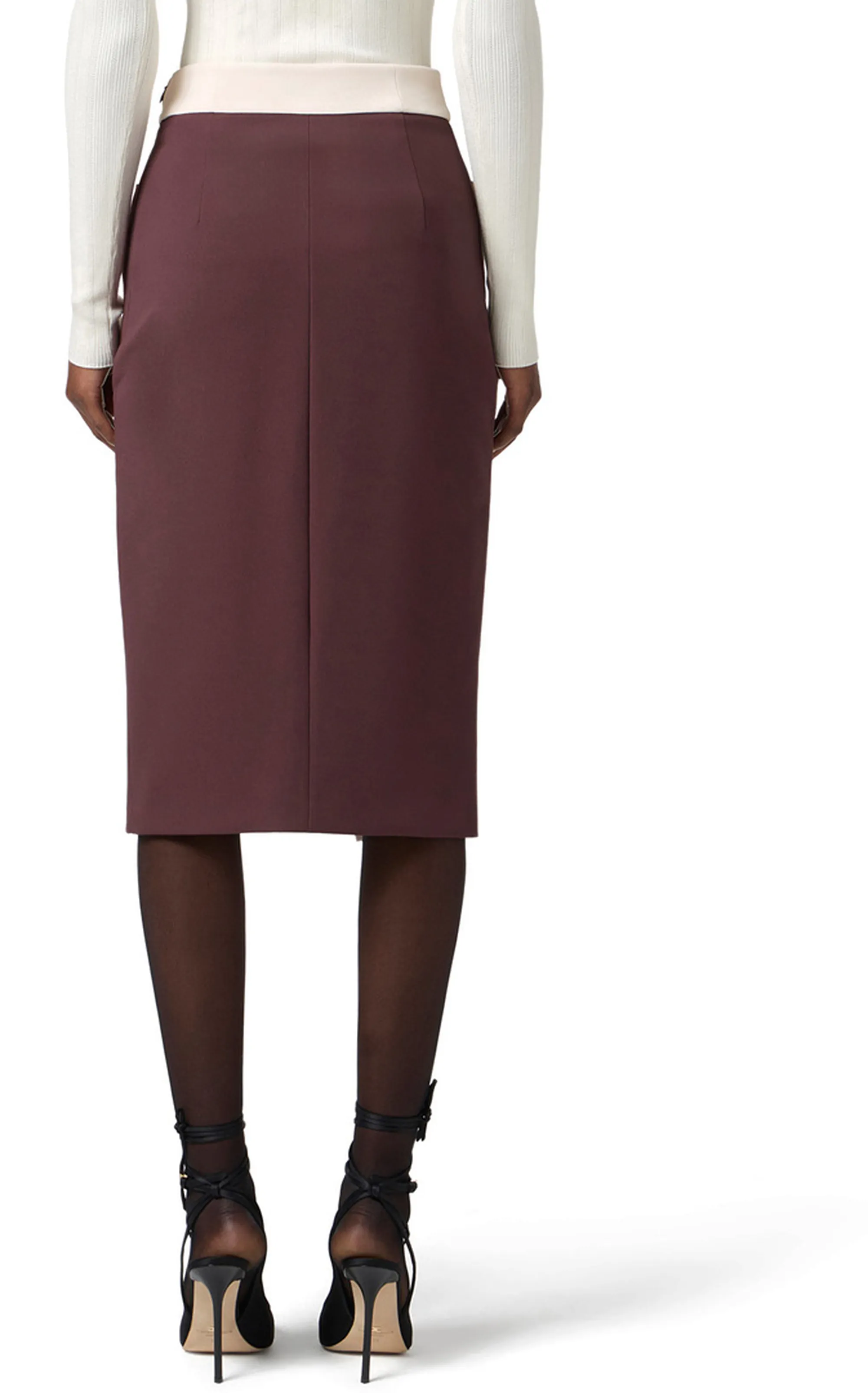 Elisabetta Franchi Gonna Color Block In Doppio Crepe Stretch Merlot Got0156E2 153654
