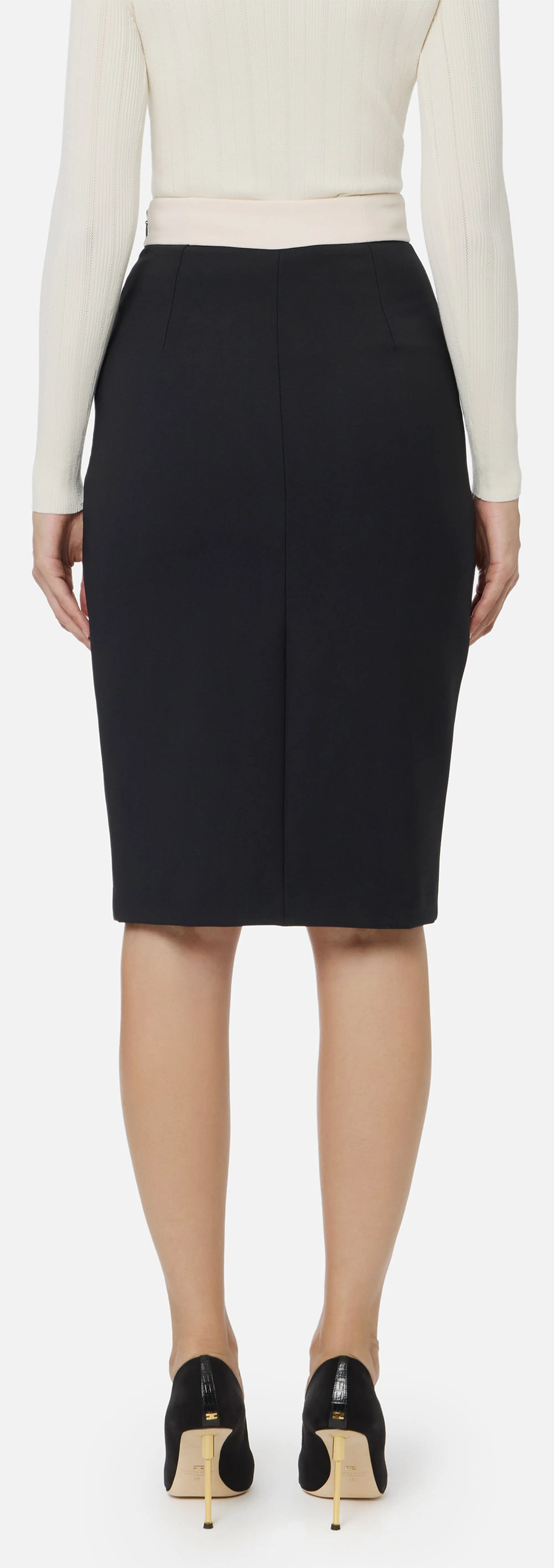 Elisabetta Franchi B'Color Block Skirt In Double Stretch Crepe' Black Got0156E2 153133