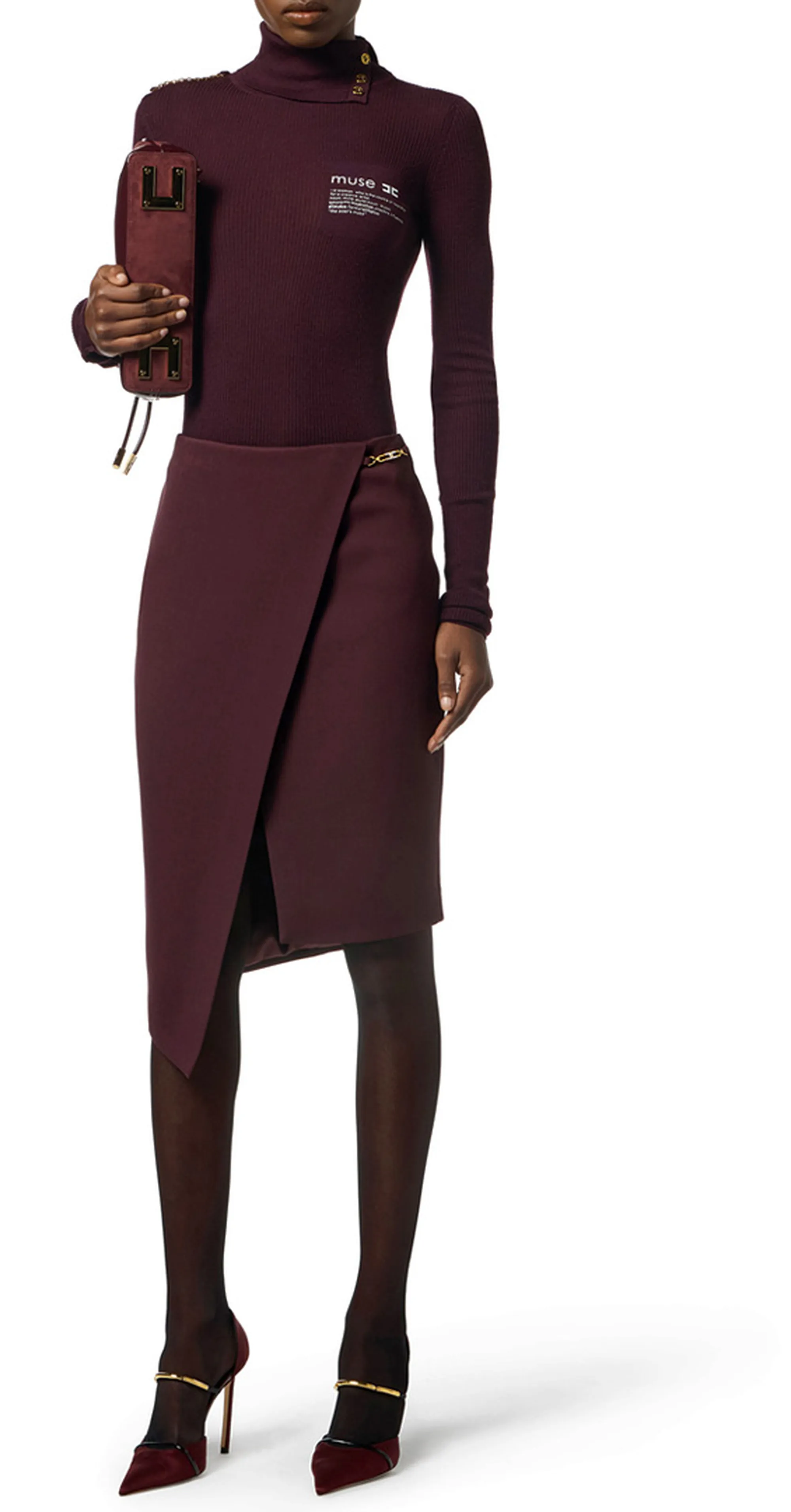 Elisabetta Franchi Gonna In Crepe Con Dettaglio Gioiello Go13556E2 153662