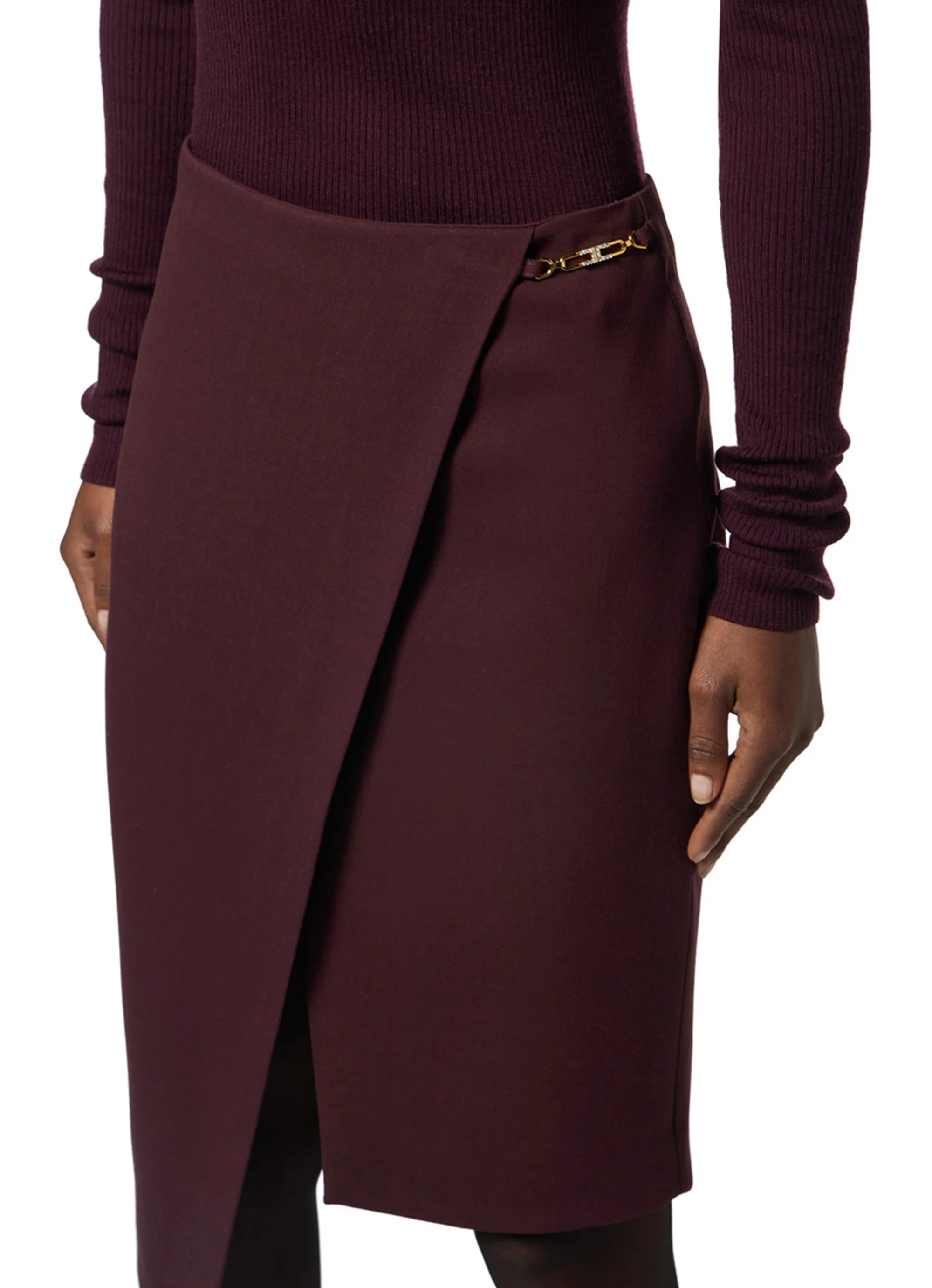 Elisabetta Franchi Gonna In Crepe Con Dettaglio Gioiello Go13556E2 153663
