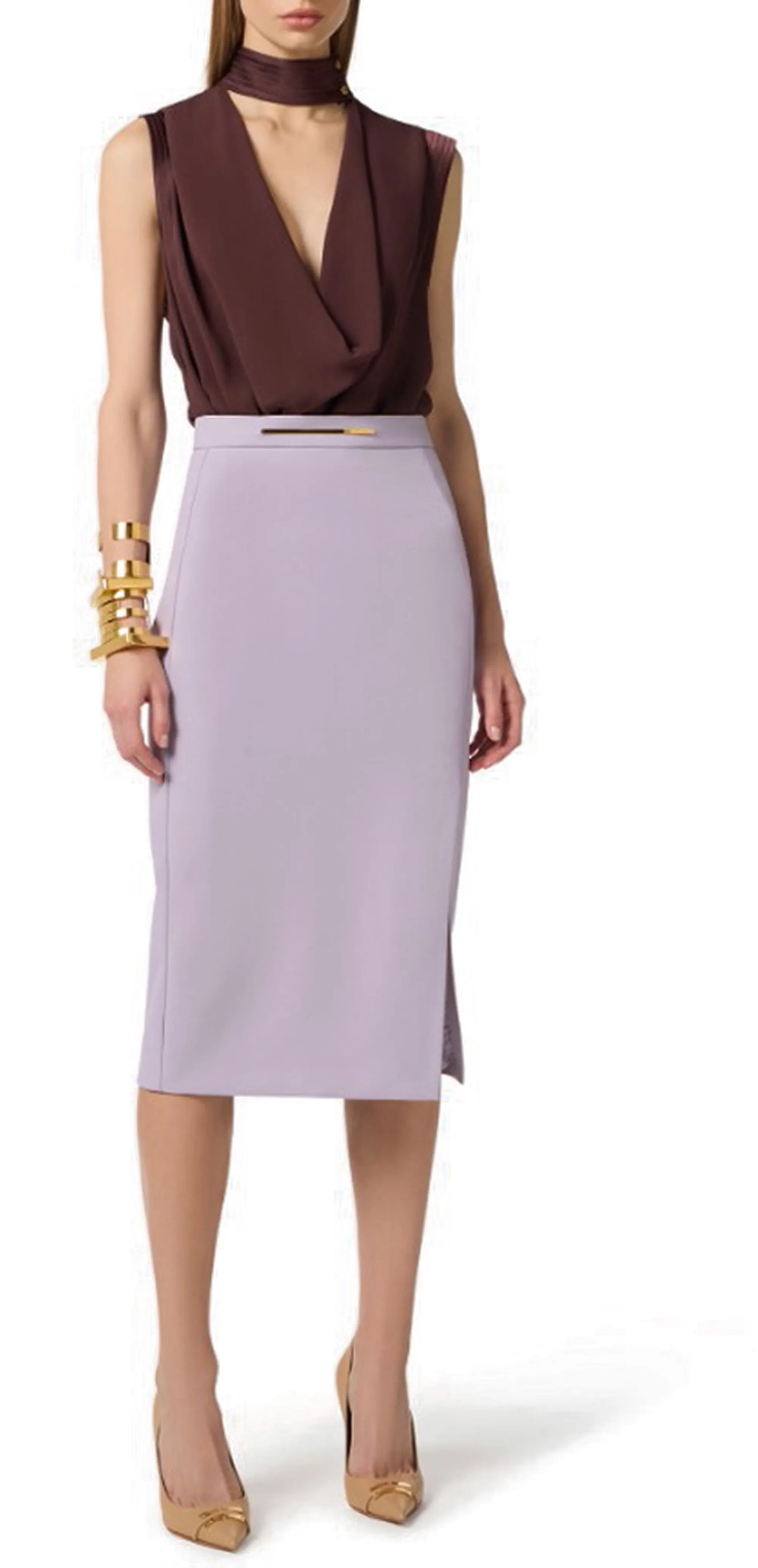 Elisabetta Franchi B'Lightweight Crepe Skirt With Jewel Plaque' Small Go16861E2 178147