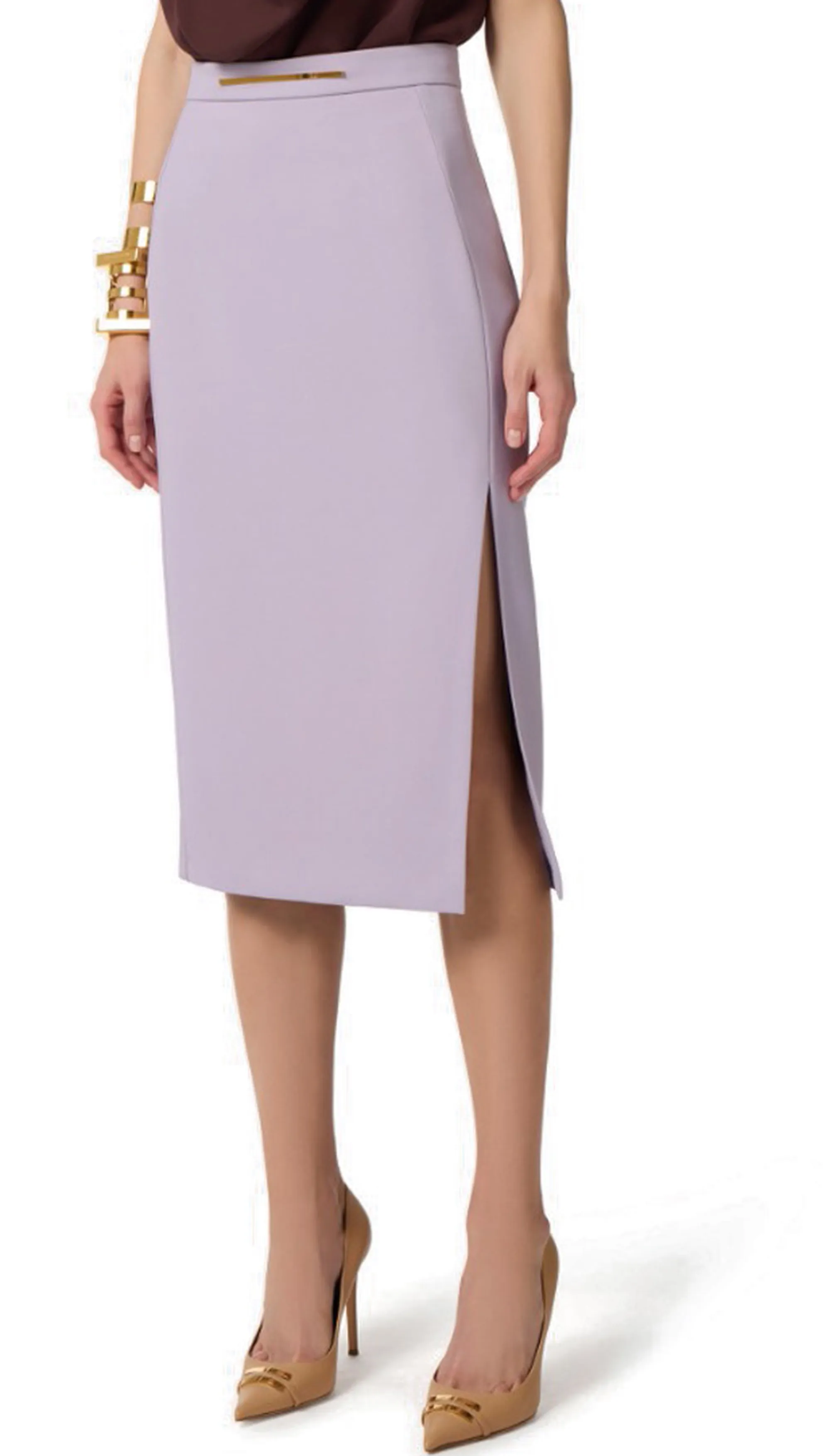 Elisabetta Franchi B'Lightweight Crepe Skirt With Jewel Plaque' Small Go16861E2 178149