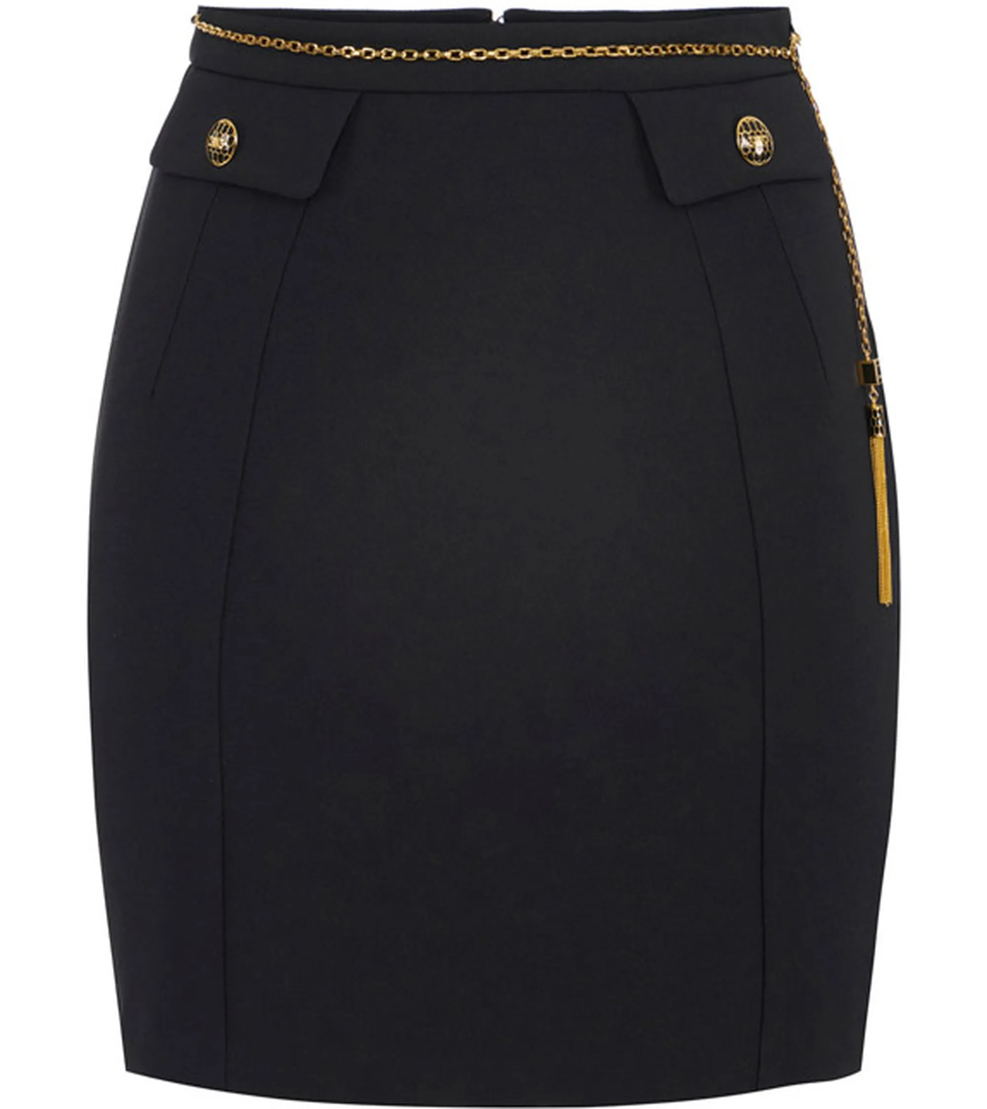 Elisabetta Franchi B'Double Crepe Skirt With Jewel Chain' Black Go14857E2 153879