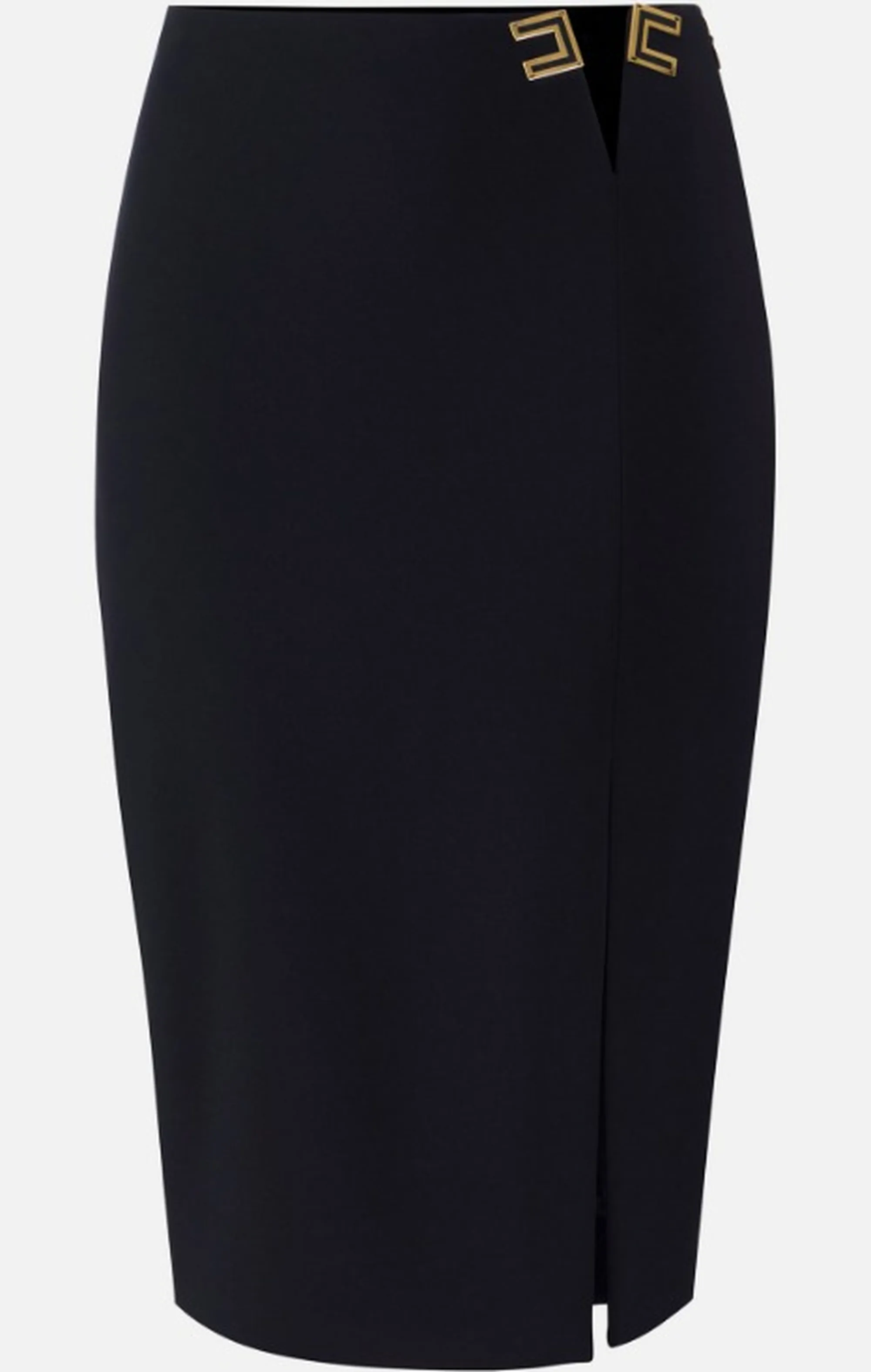 Elisabetta Franchi B'Double Stretch Crepe Skirt With Logo Details' Black Go14761E2 172402