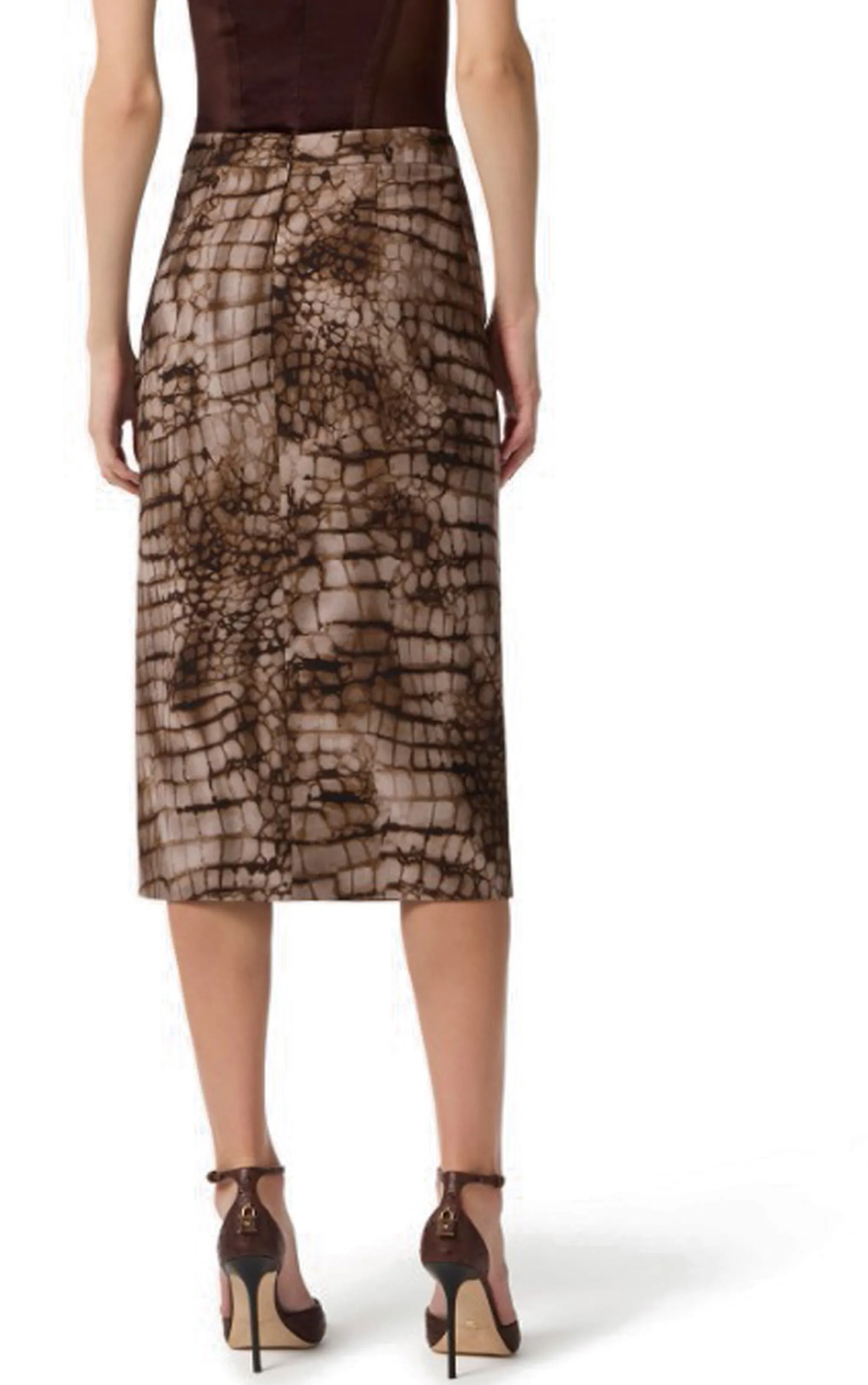 Elisabetta Franchi B'Lightweight Jersey Skirt With Alligator Print' Cacao Go14961E2 178154