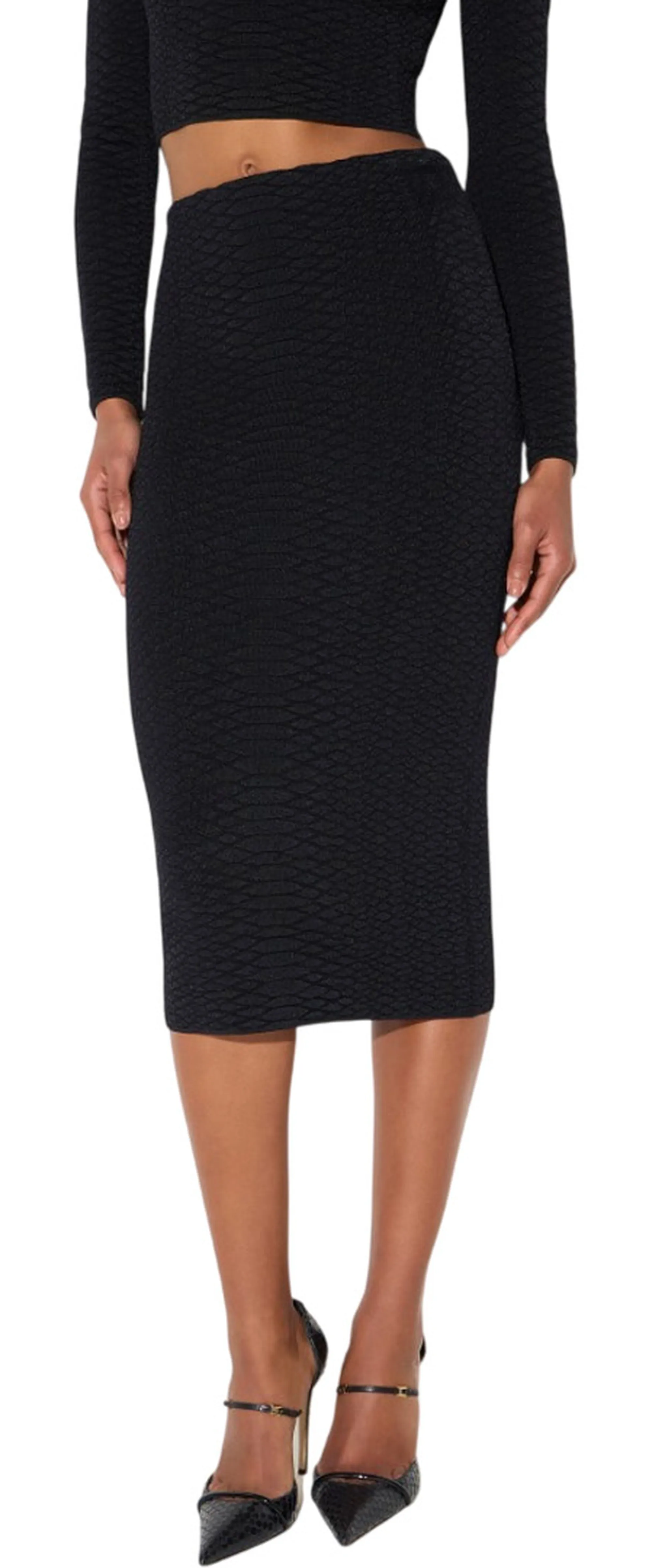 Elisabetta Franchi Gonna In Maglia A Trama Snake Nero Gk10S67E2 189171