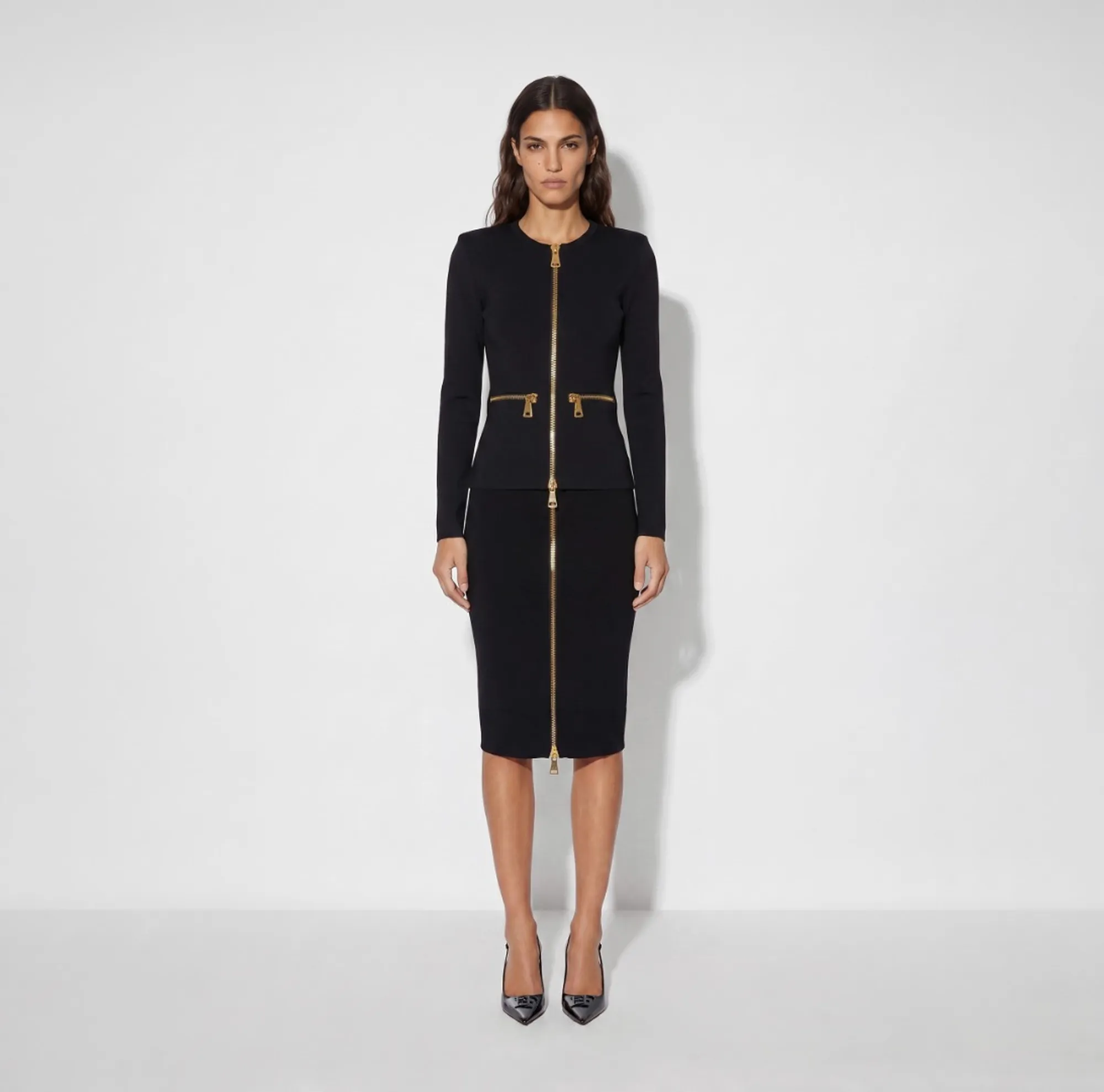 Elisabetta Franchi Gonna In Maglia Con Zip Nero Gk28B66E2 184477