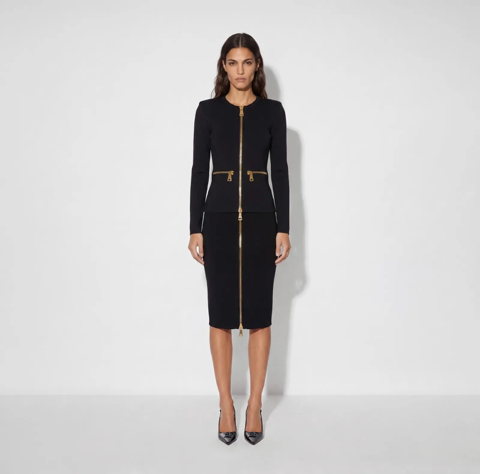 Elisabetta Franchi Gonna In Maglia Con Zip Nero Gk28B66E2 184477