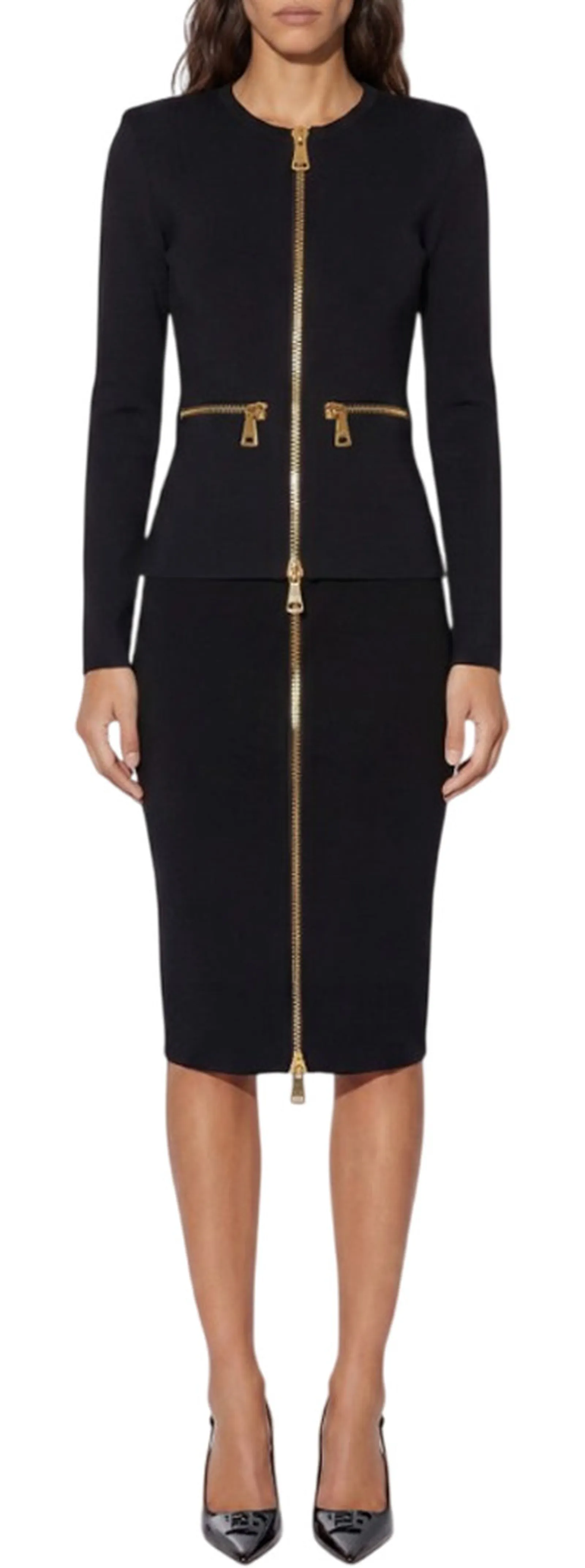 Elisabetta Franchi Gonna In Maglia Con Zip Nero Gk28B66E2 185147