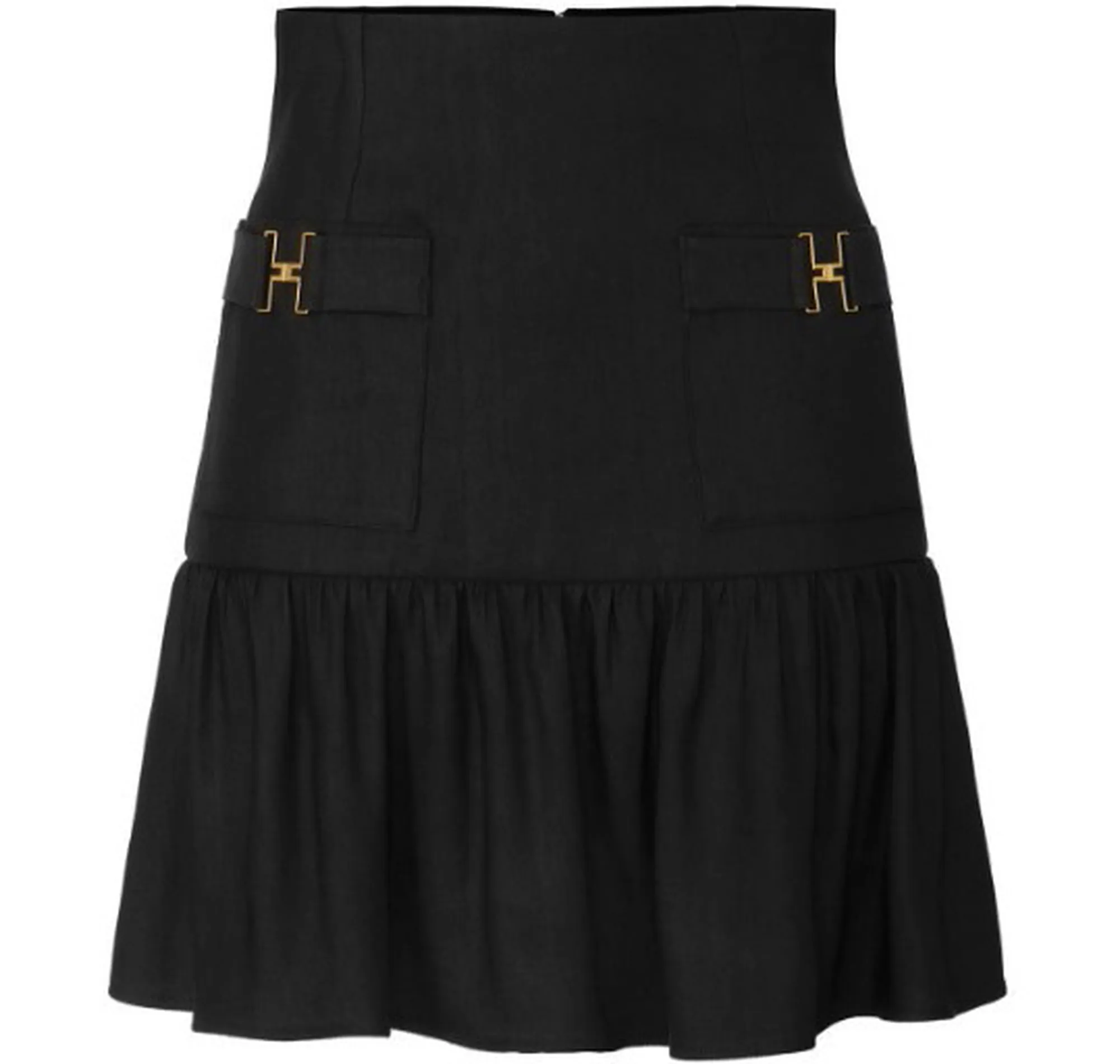 Elisabetta Franchi Gonna In Misto Lino Con Dettagli Gioiello Nero Go18662E2 177055