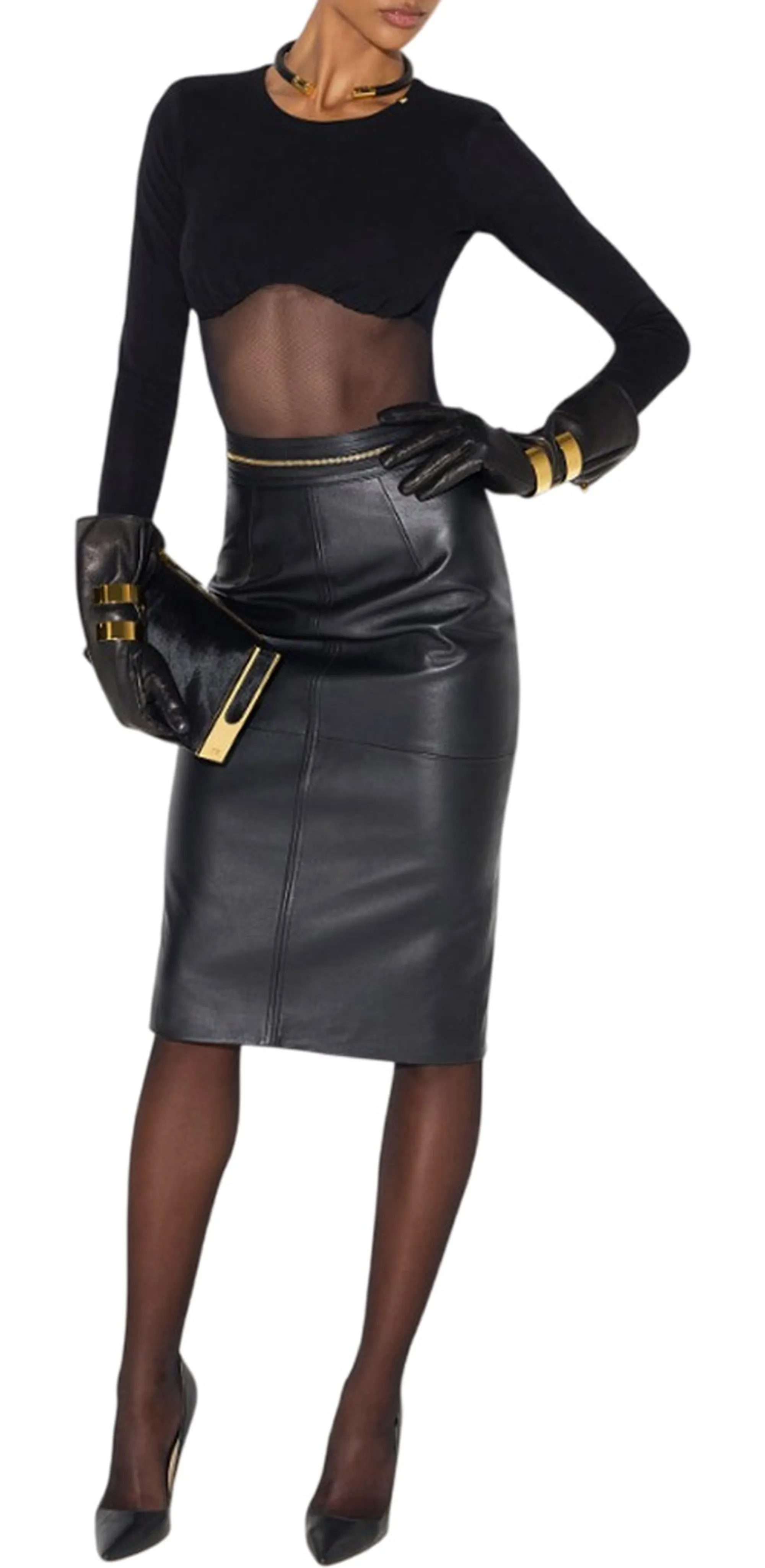 Elisabetta Franchi B'Leather Skirt With Zip' Black Gp01Z66E2 185136