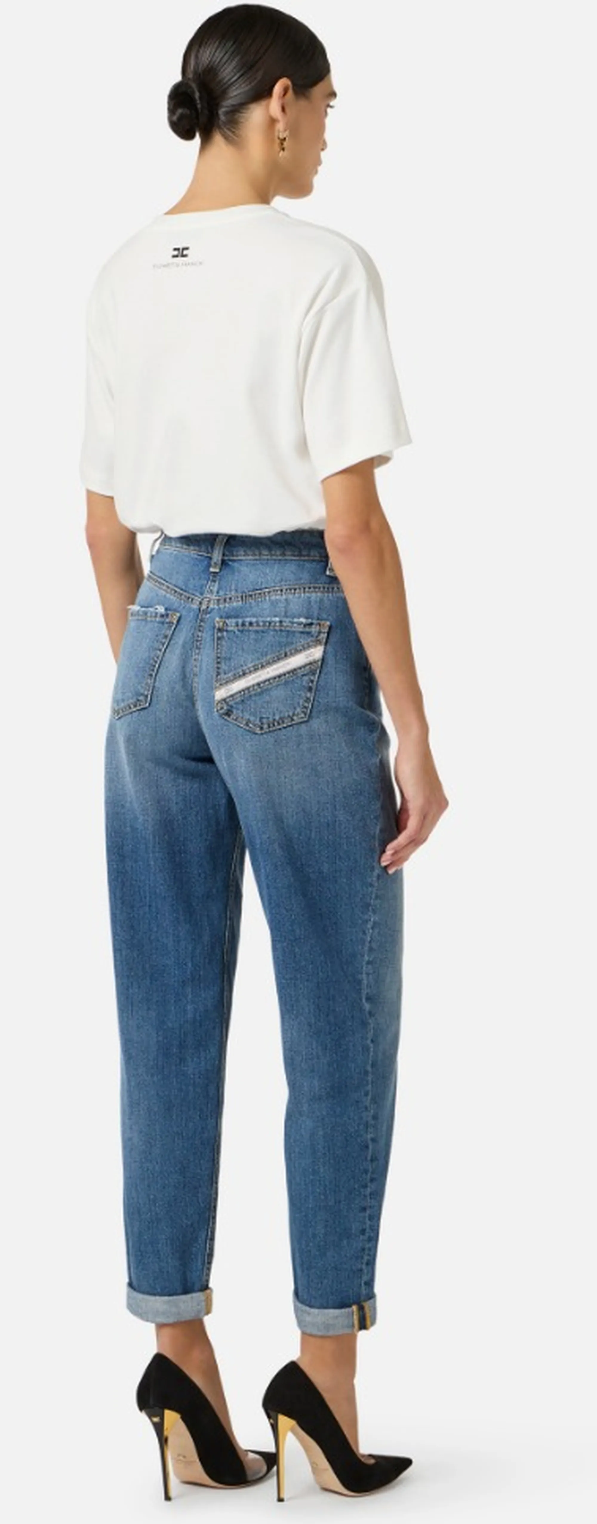 Elisabetta Franchi B'Egg-Shaped Jeans With Jewel Lock ' Denim Pj27D61E2 172317