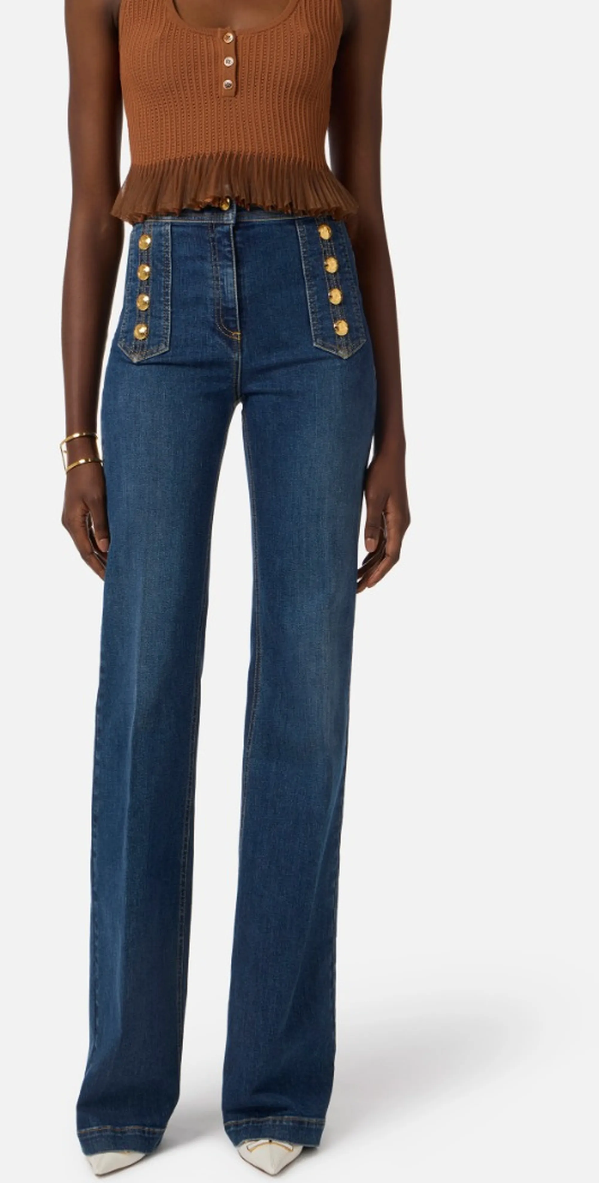 Elisabetta Franchi B'Palazzo Jeans With Buttons' Denim Pj19D61E2 171569