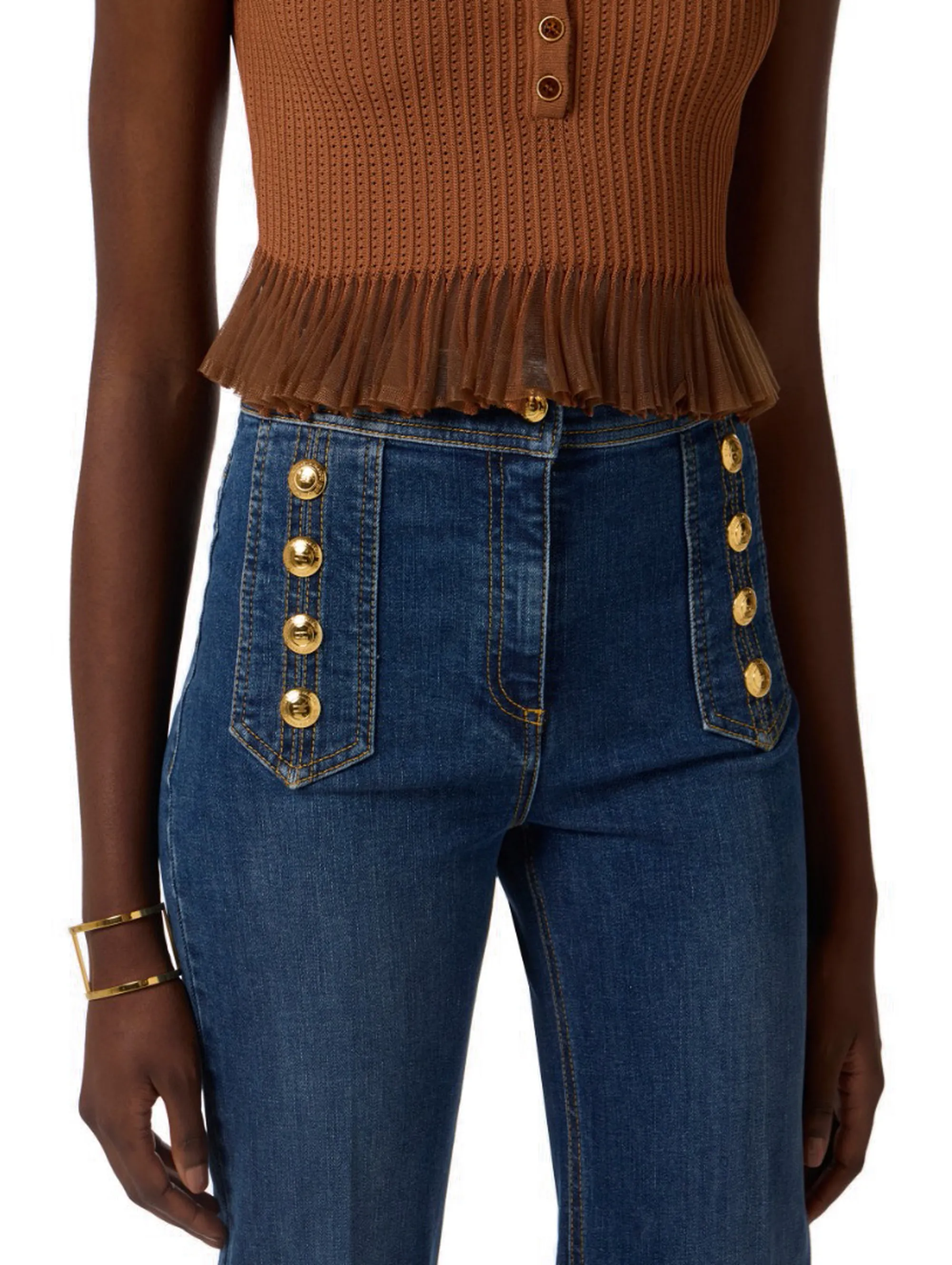 Elisabetta Franchi B'Palazzo Jeans With Buttons' Denim Pj19D61E2 177801