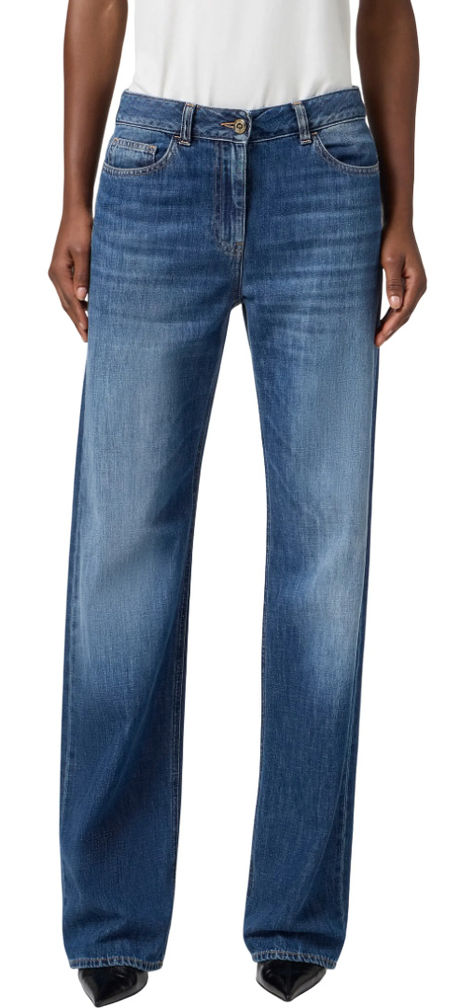 Elisabetta Franchi Jeans A Palazzo Con Dettagli Logo Pj09I56E2 153515