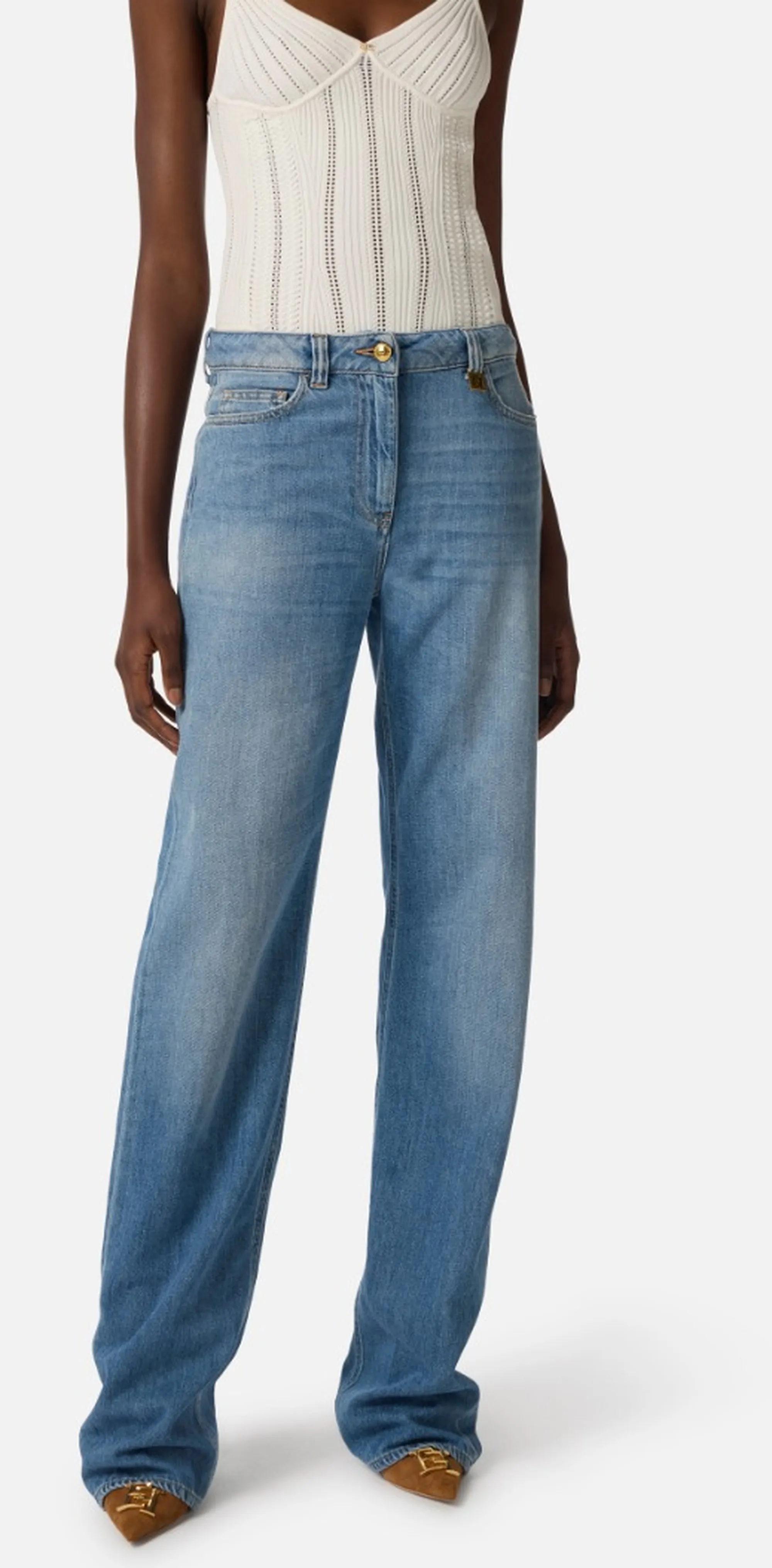 Elisabetta Franchi B'Palazzo Jeans With Logo Detail' Denim Pj21I61E2 172309