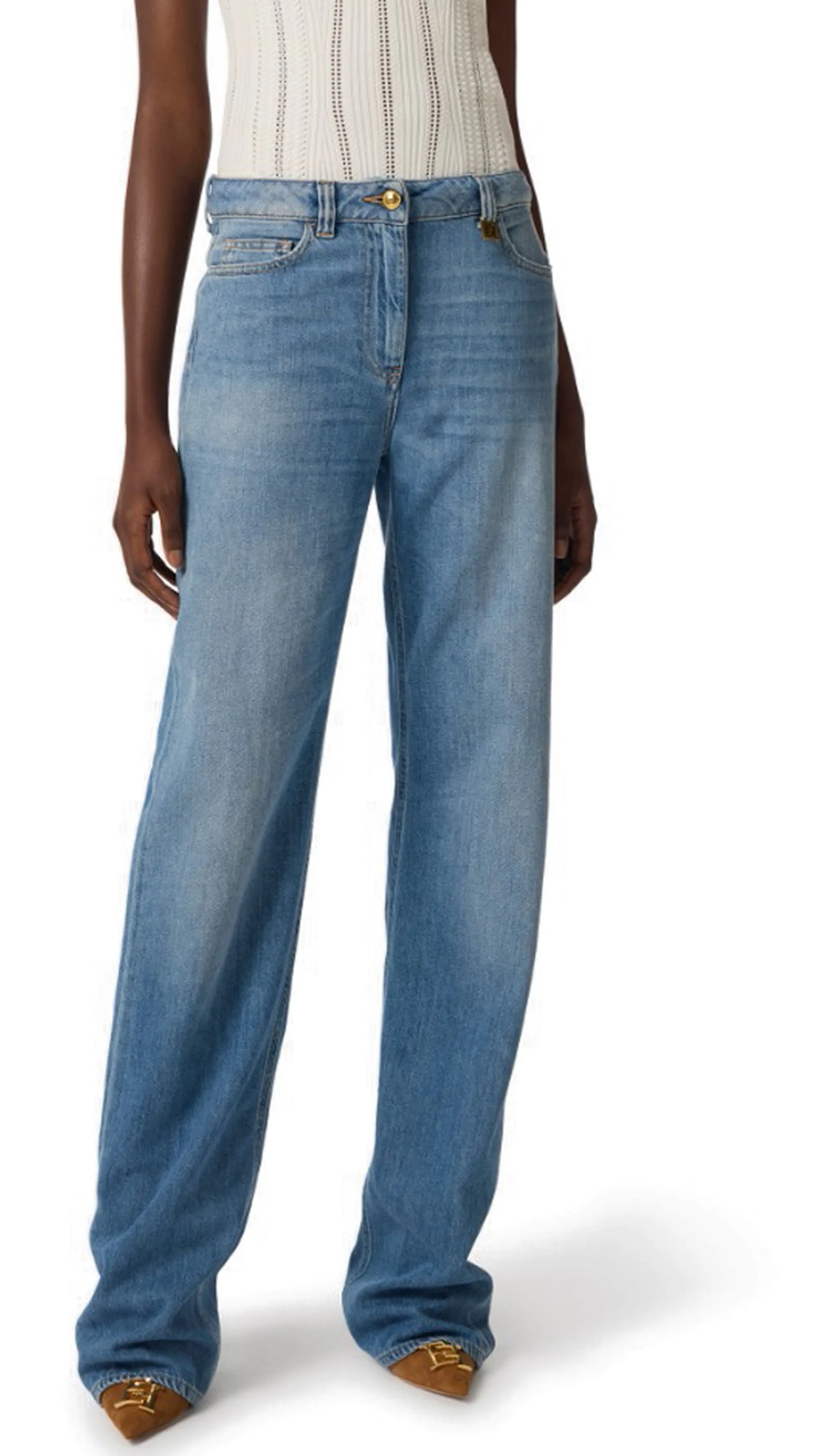 Elisabetta Franchi B'Palazzo Jeans With Logo Detail' Denim Pj21I61E2 177793
